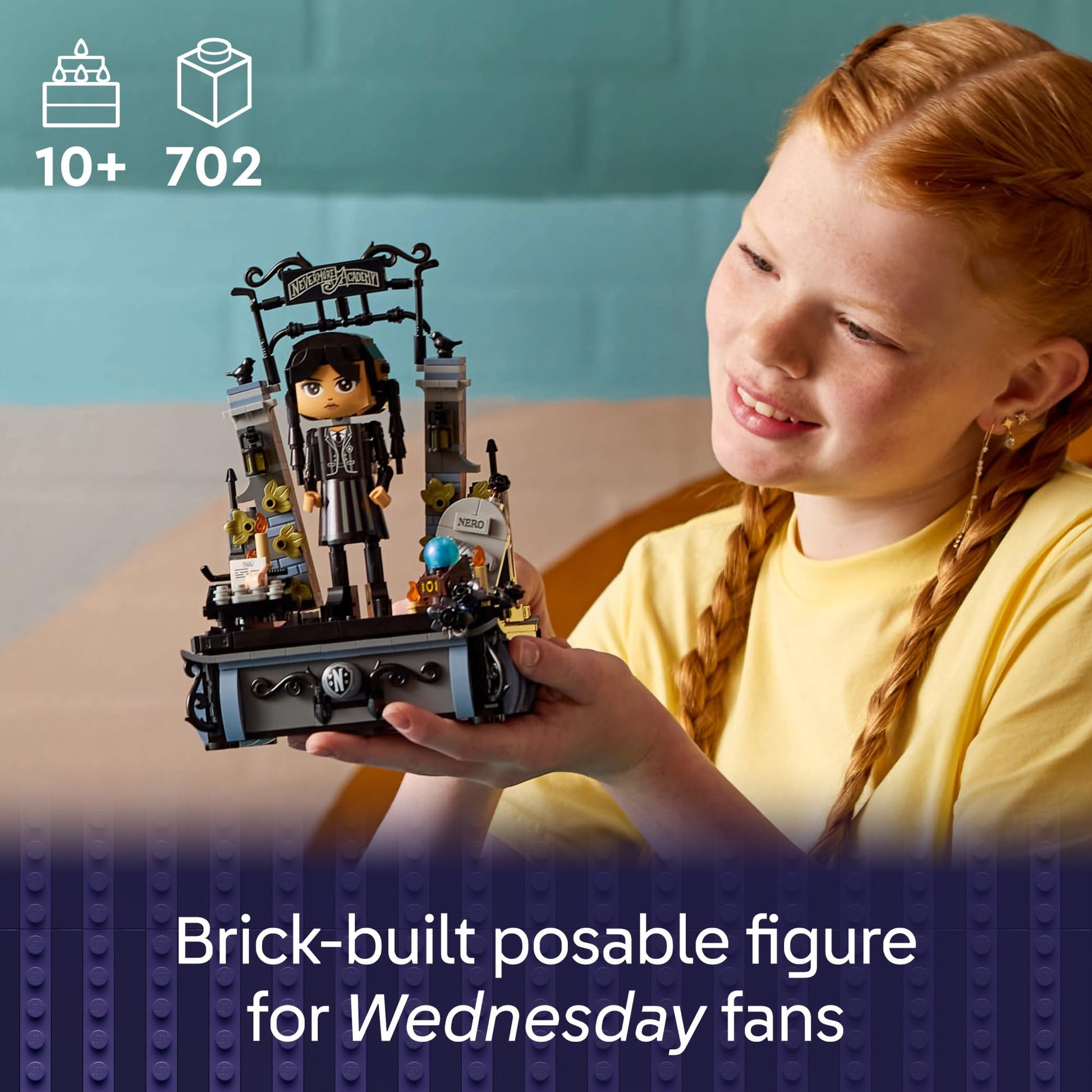 LEGO Wednesday Addams Figure - Building Toy for Kids, Girls & Boys, Ages 10+ - Collectible Wednesday Addams Doll with Display for Fans - Gift Idea