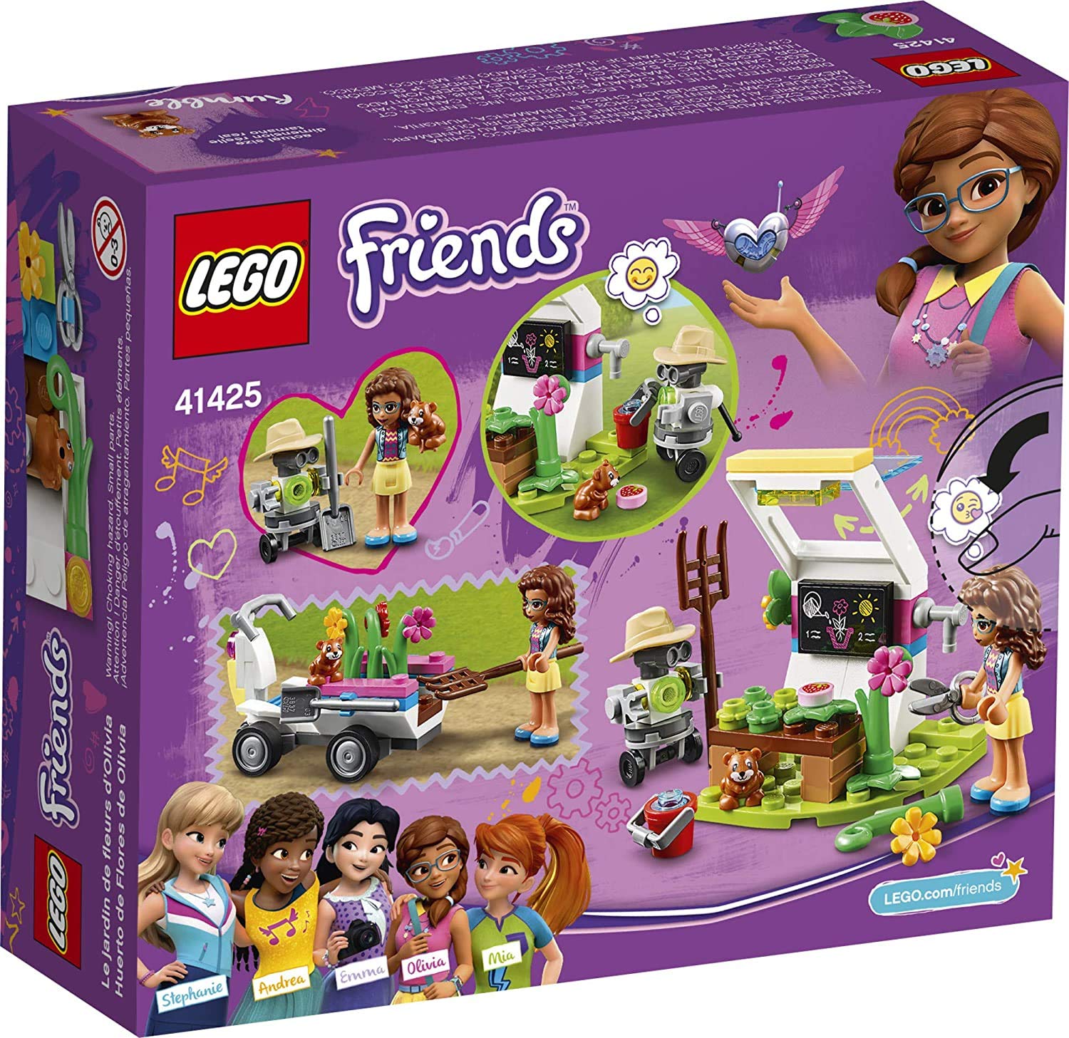 LEGO Friends Olivia’s Flower Garden 41425 Building Toy for Kids; This Play Garden Comes with 2 Buildable Figures, Friends Olivia and Zobo, for Hours