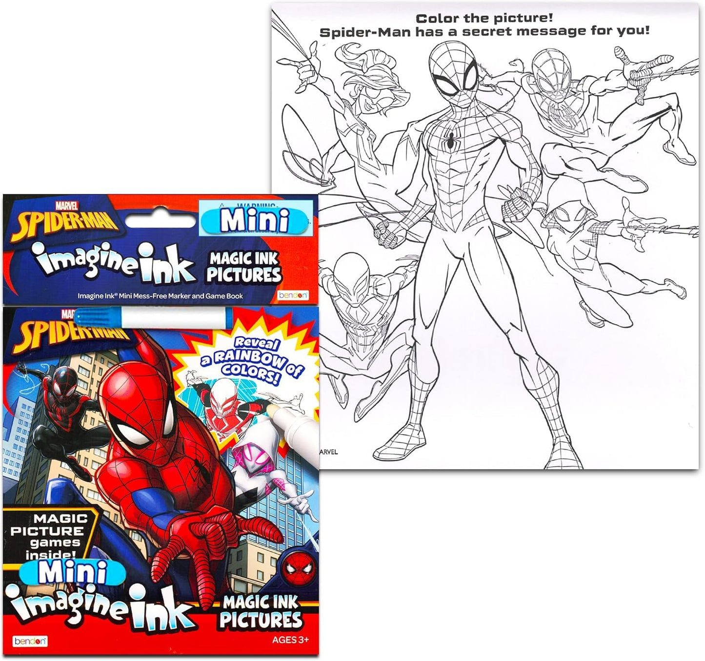 Marvel Boys Imagine Ink Coloring Book Super Set - Bundle with 3 Mess-Free Activity Books Featuring Spidey and Friends, Spiderman, Avengers Plus