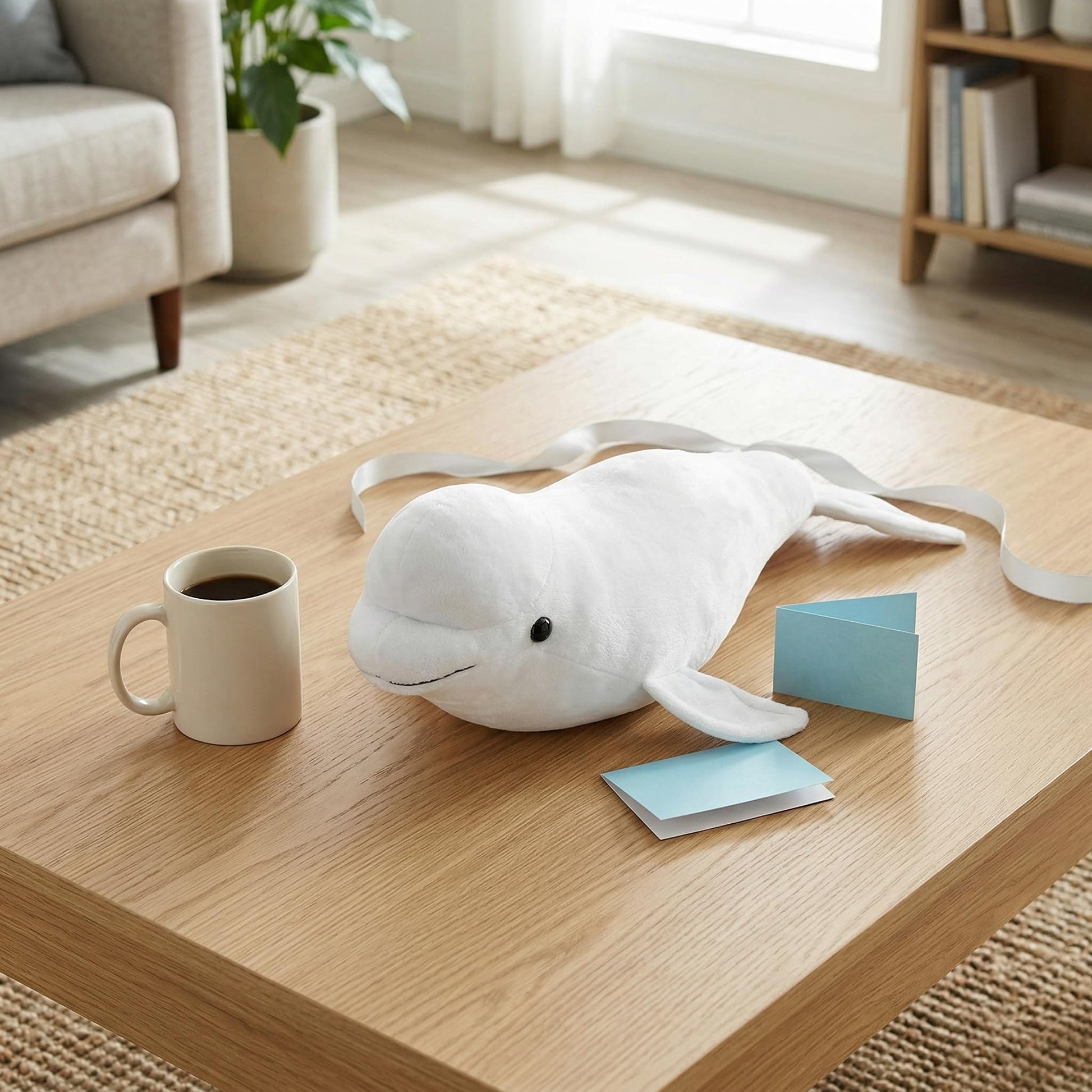 Simulation White Beluga Whale Plush Toy - Long Lifelike Delphinapterus leucas Doll Whale Stuffed Toys, Super Soft Realistic Sea Animals Beluga Whales