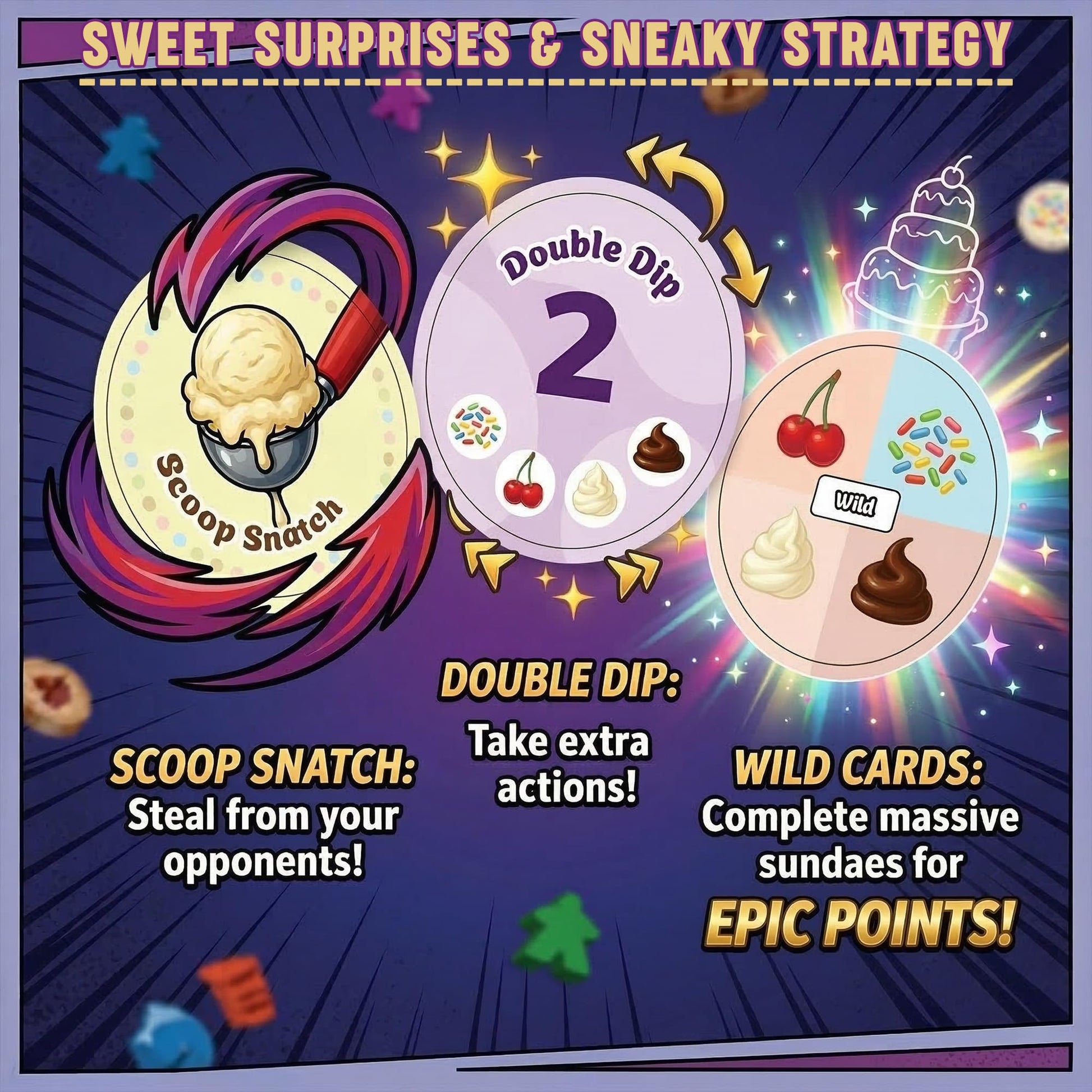 Point Games Sundae Funday Family Board Game Ice Cream Building Card Game for Kids & Adults - Scoop, Stack & Score! - Fun Family Game Night, 2-4