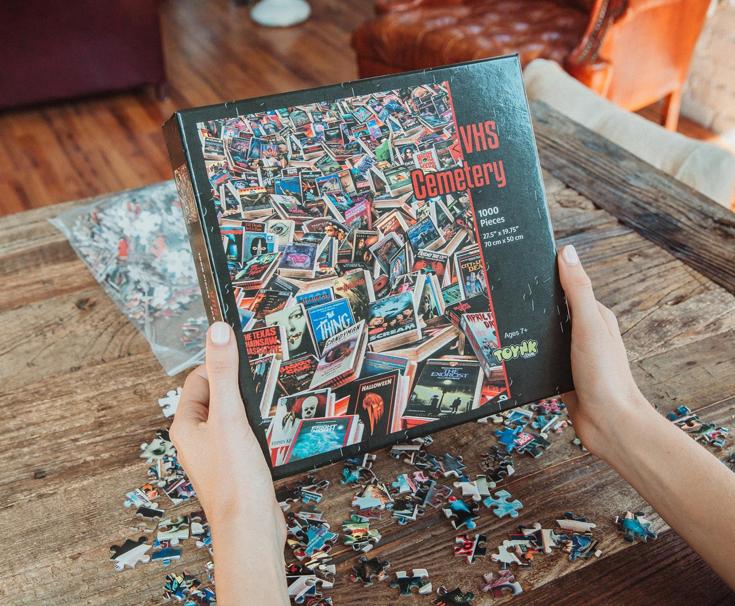 Horror VHS Cemetery 1000-Piece Jigsaw Puzzle, Brain Teaser for Kids and Adults | 28 x 20 Inches