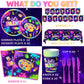 Art Painting Party Supplies,142pcs Paint Splatter Party Tableware Neon Glow Decorations Set Art Party Dessert Plates Paint Splatter Napkins Let’s