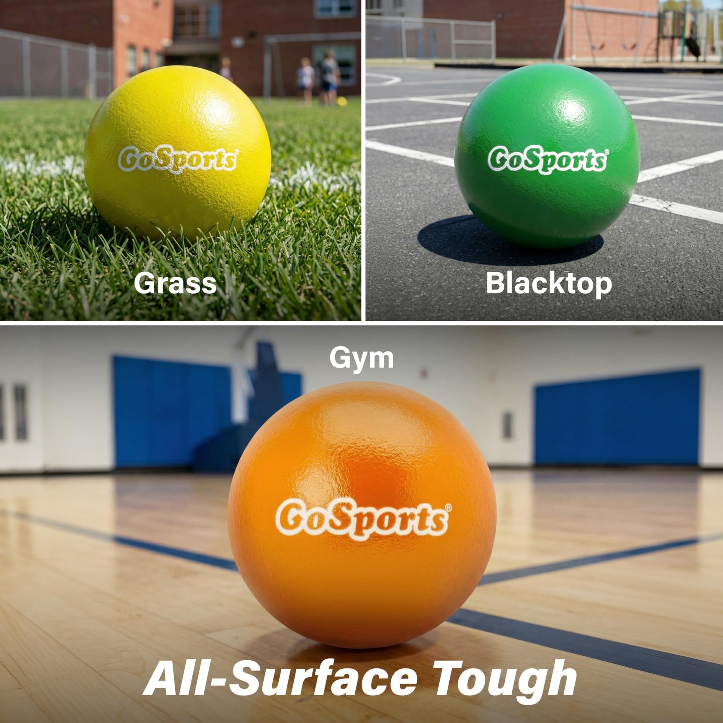 GoSports Soft Skin Foam Playground Dodgeballs - 6 Pack Set for Kids - Includes Mesh Carry Bag