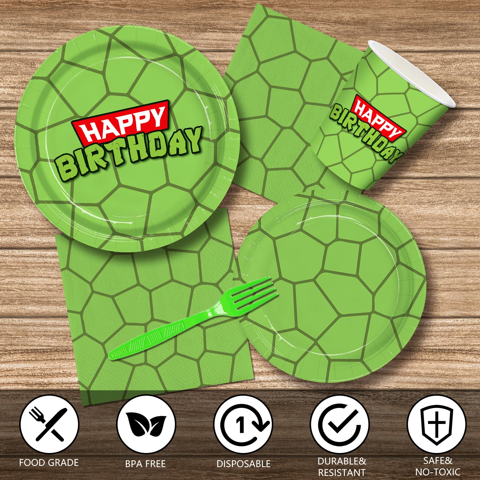 192pcs Turtle Birthday Party Supplies Turtle Plates Napkins Serves 24