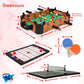 Point Games 3 in 1 Small Multi Game Set, Foosball, Air Hockey, Table Tennis - Portable Mini Arcade Table for Easy Carry - Perfect Arcade Gift