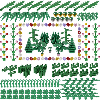 LANMANUO Garden Plants Building Bricks Set, 310PCS Flowers Bushes Trees Palm Leaves Vines Grass Accessories, Jungle Forest Park DIY Scene Blocks