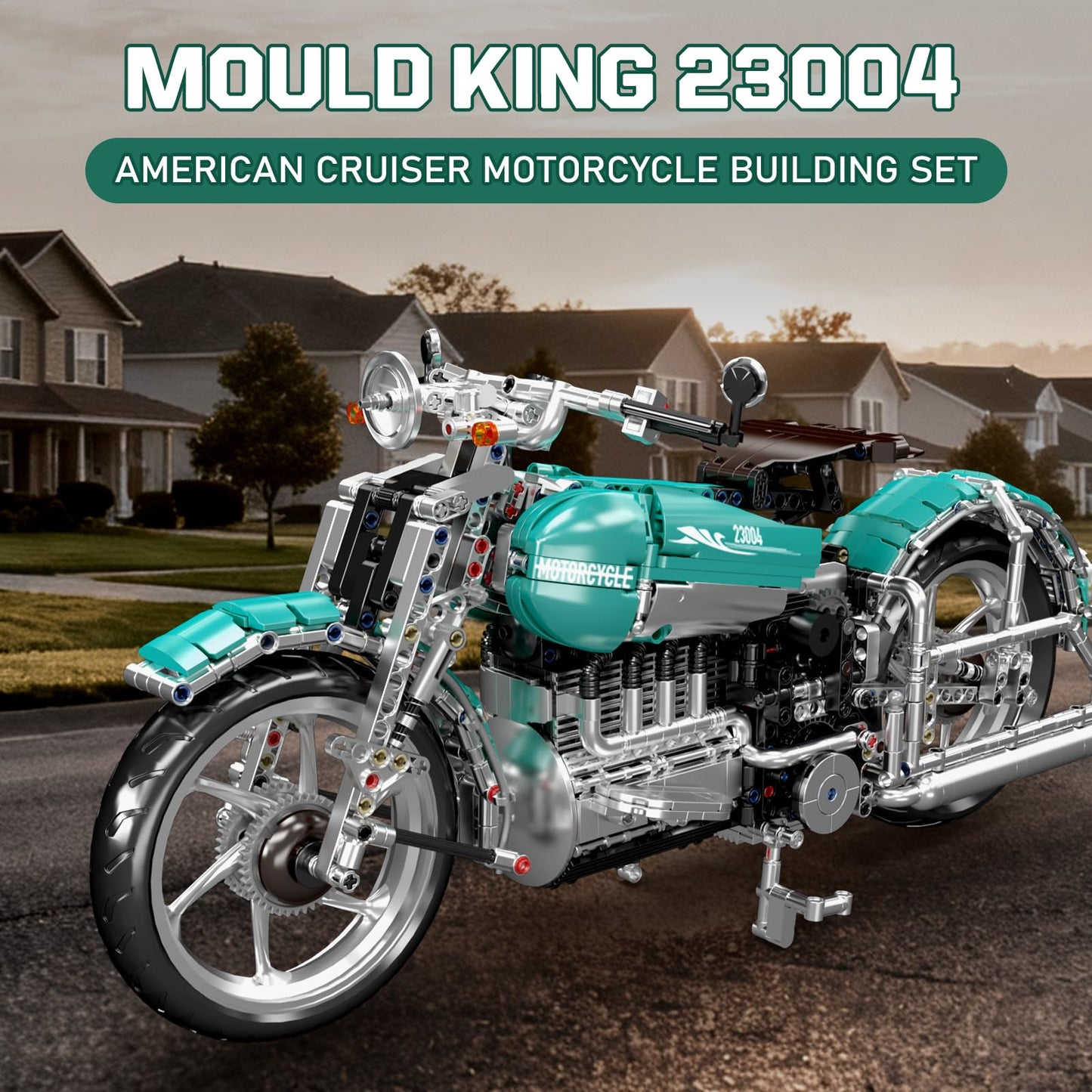 Mould King 23004 American Cruiser Motorcycle Building Set, MOC Classic Motorbike Model Kit for Display, Collectible Gift for Adult Teen(1971 Pcs)