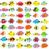 PROLOSO 48 Pcs Toy Fish Tropical Fish Figure Play Set Plastic Sea Animals Themed Party Favors for Kids Toddlers Bath Toys (Style 2)