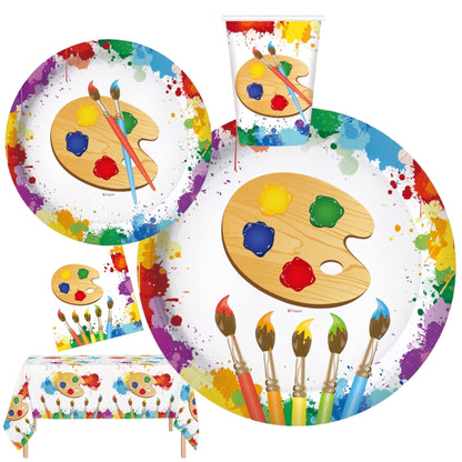Serves 24 Art Birthday Party Supplies Includes Plates,Napkins,Table Covers, Ideal for Art Party Birthday Theme Party Decor