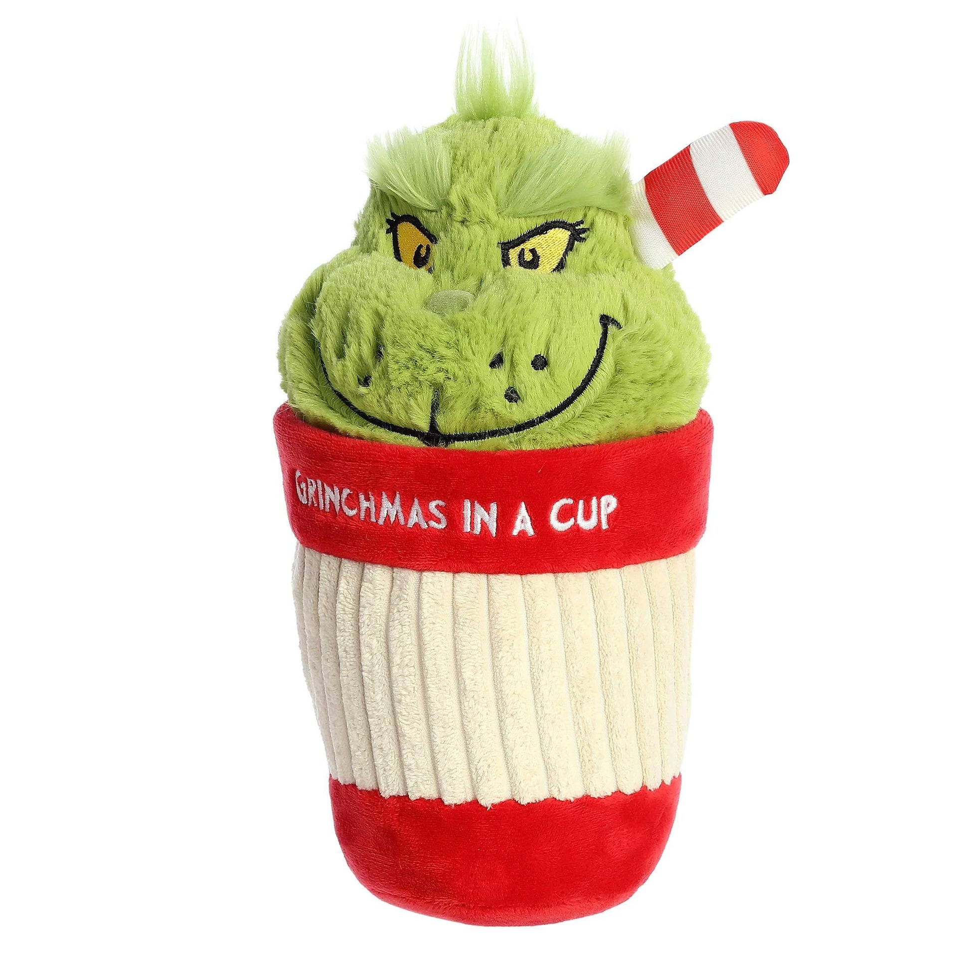 Aurora® Festive Dr. Seuss™ Grinchmas Cup Stuffed Animal - Officially Licensed Plush for Imaginative Play - Perfect for Kids and Adults - Multicolor 9