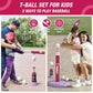 HYES 2 in 1 Kid Basketball Hoop and T Ball Set, Pink