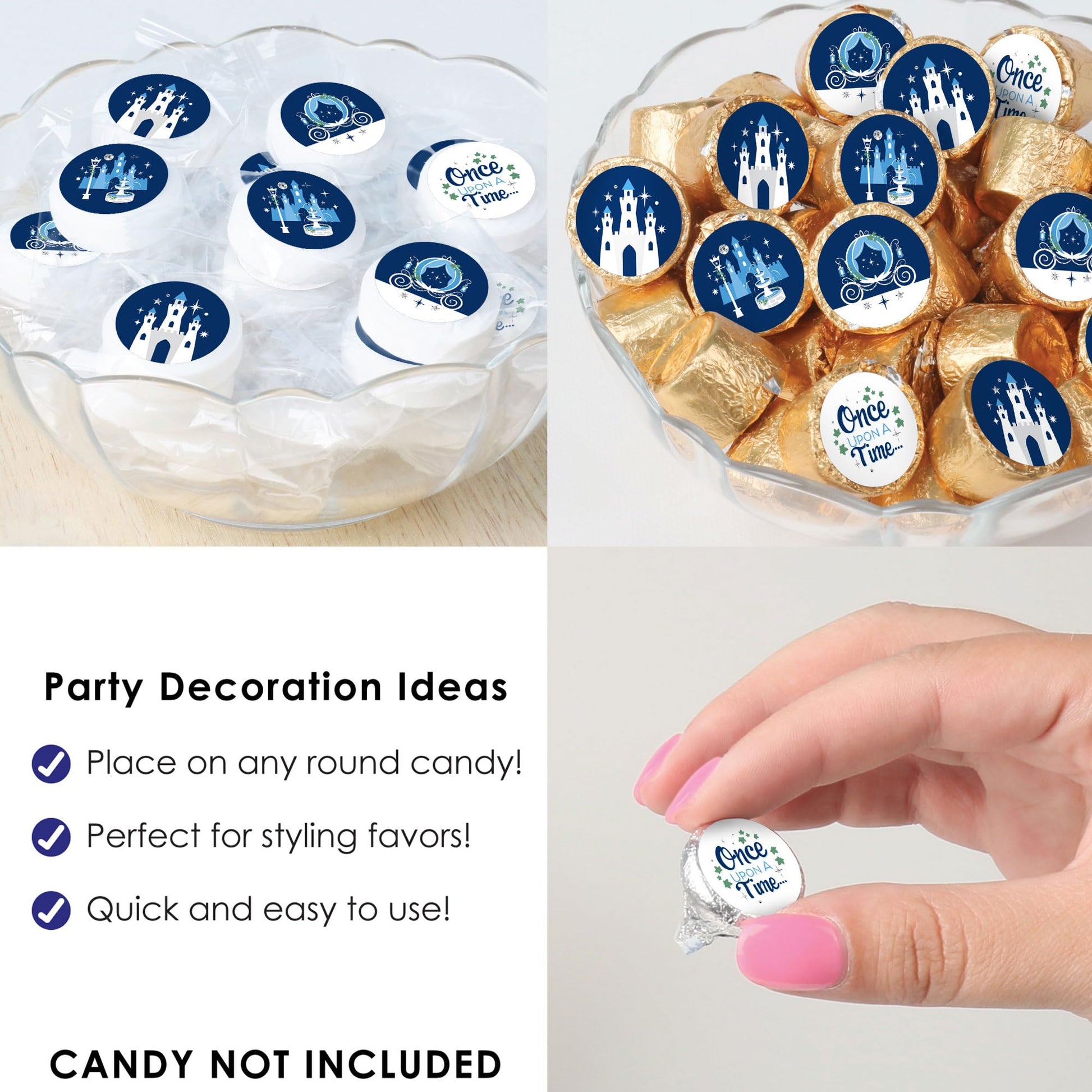 Big Dot of Happiness Fairy Tale Fantasy - Royal Prince and Princess Party Small Round Candy Stickers - Party Favor Labels - 324 Count