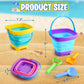Beach Toys Collapsible Sand Toys 6 PCS Sand Buckets Set for Beach, Pool