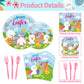Jremreo 175 Pcs Easter Day Tableware Set - Serves 25, Happy Easter Bunny and Egg Disposable Plates, Cups, Napkins, Forks, Spoons, Knives for Spring