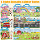 LYNKTOTS 6 Sets Reusable Sticker Books for Toddlers 3+ Years, Jelly Sticker Book for Kids, Travel Stickers Activity Book Travel Toys for Toddlers