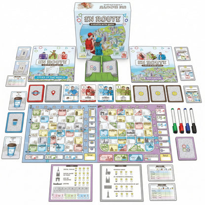 CrowD Games | En Route: A Stroll & Write Game | Flip and Write | Tourism | Route Building | for Adults and Families| Solo Mode Included | 1-4 Players