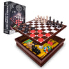 Elbow Room Games Family Game Set, 10 Classic Games with Wooden Storage Box and Built-in Game Boards, Endless Fun for Game Nights, Gatherings & Travel