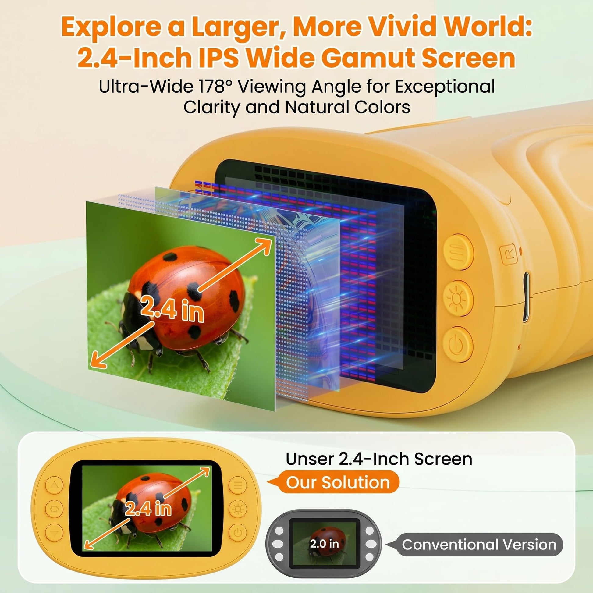OAEBLLE Kids Microscope, 1000X Handheld Digital Pocket Microscope with 2.4" IPS Screen & 8 LEDs, Rechargeable STEM Educational Science Toy for Outdoor