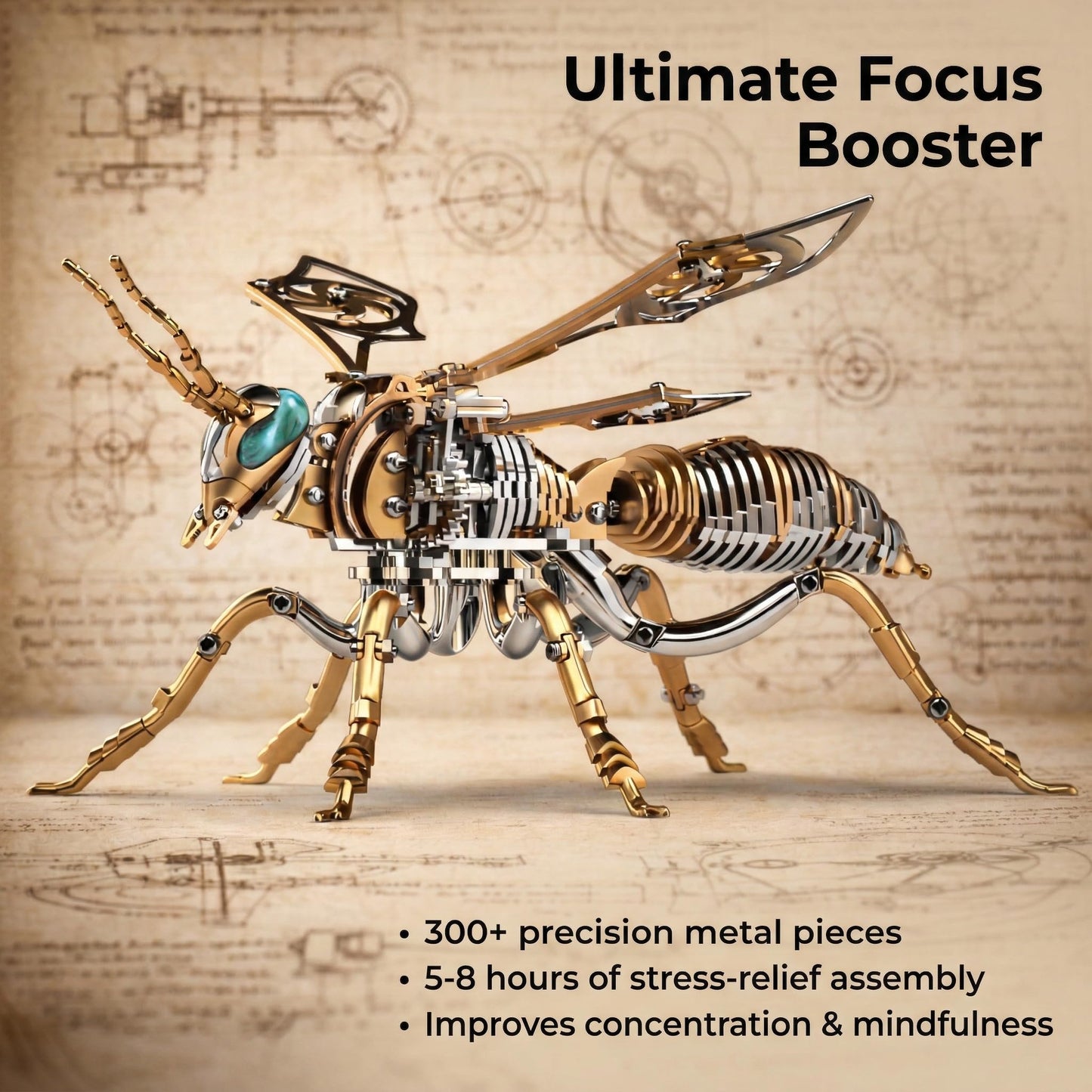 LONGPIN 3D Metal Puzzles for Adults, Mechanical Bee Insect Model Kit