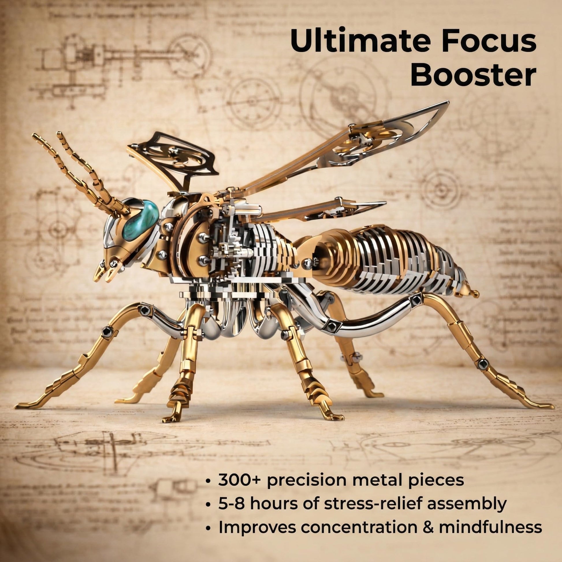 LONGPIN 3D Metal Puzzles for Adults, Mechanical Bee Insect Model Kit