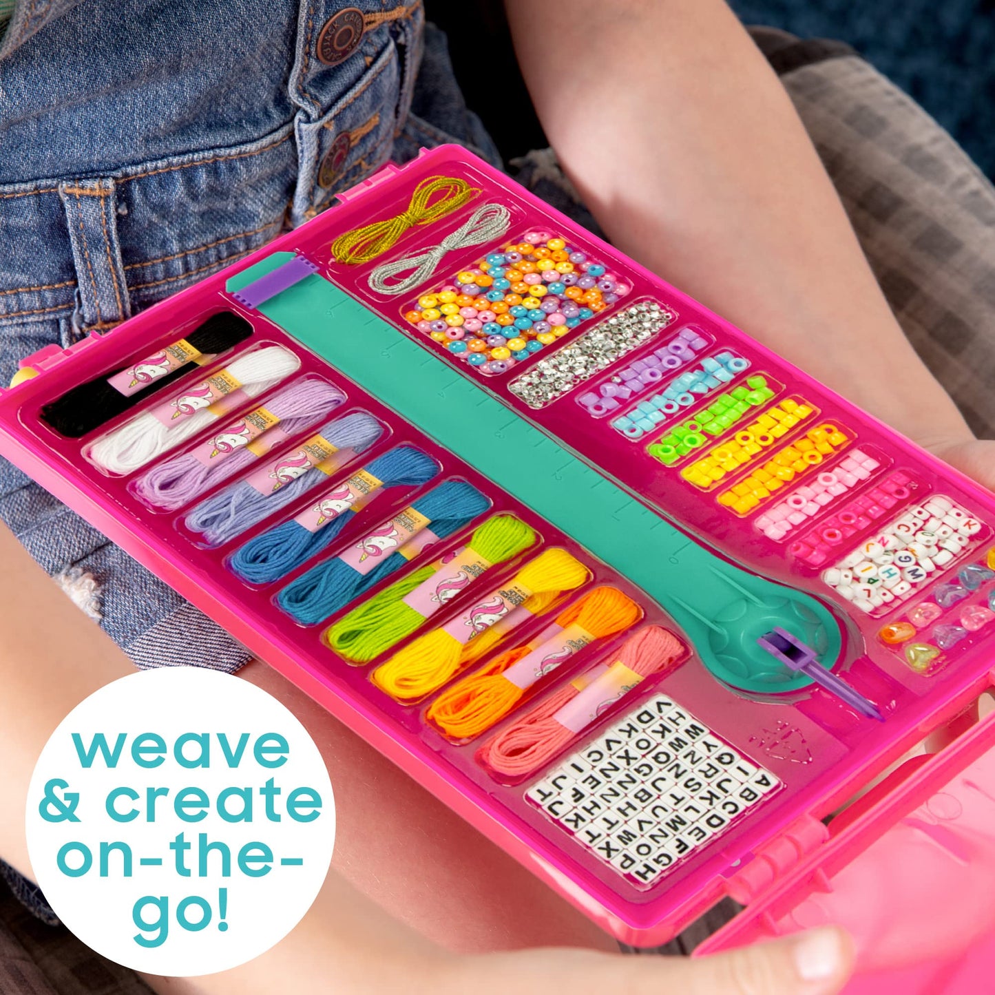 Just My Style On-The-Go Jewelry Studio - Bracelet-Making Travel Kit - DIY Bead & Braid Set for Kids Ages 6+