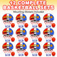 ArtCreativity Mini Basketball Game (12 Sets) Each Set Includes 1 Mini Ball, 1 Back Board Net, & Mounting Tape, Indoor Basketball Hoop for Kids