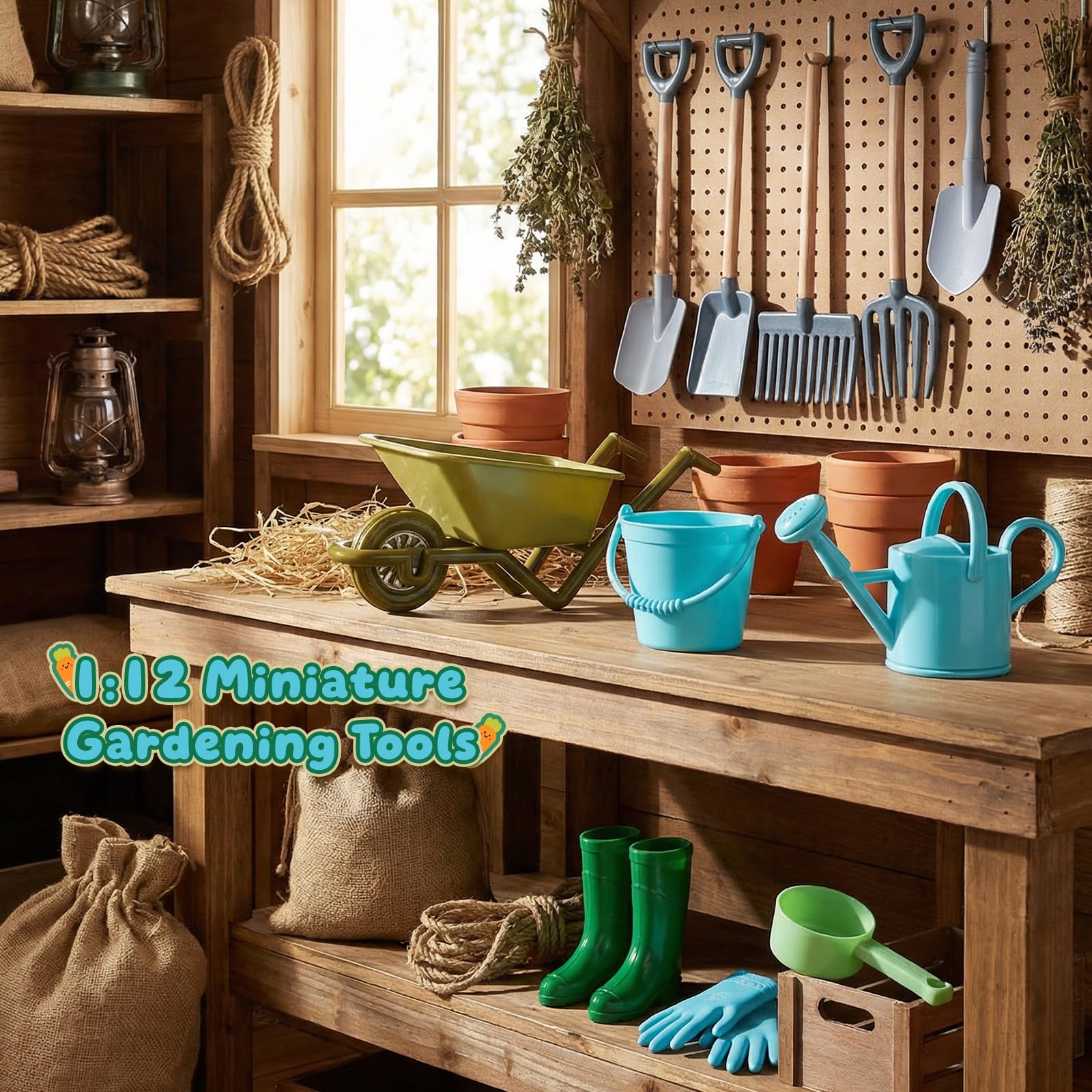 1:12 Scale Miniature Dollhouse Garden Tools Set