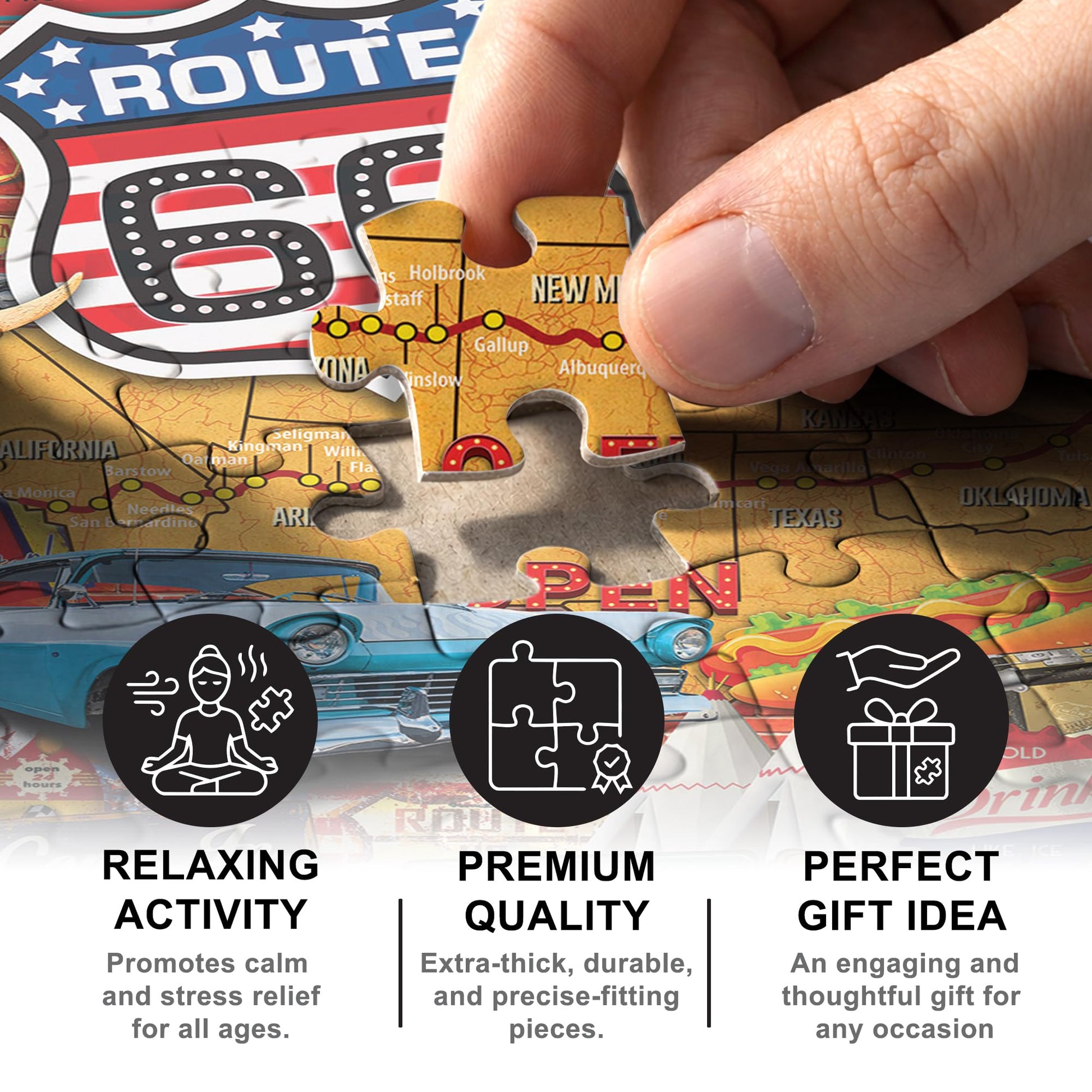 Masterpieces 500 Piece Jigsaw Puzzle for Adults, Family, Or Kids - Greetings from Route 66-15"x21"