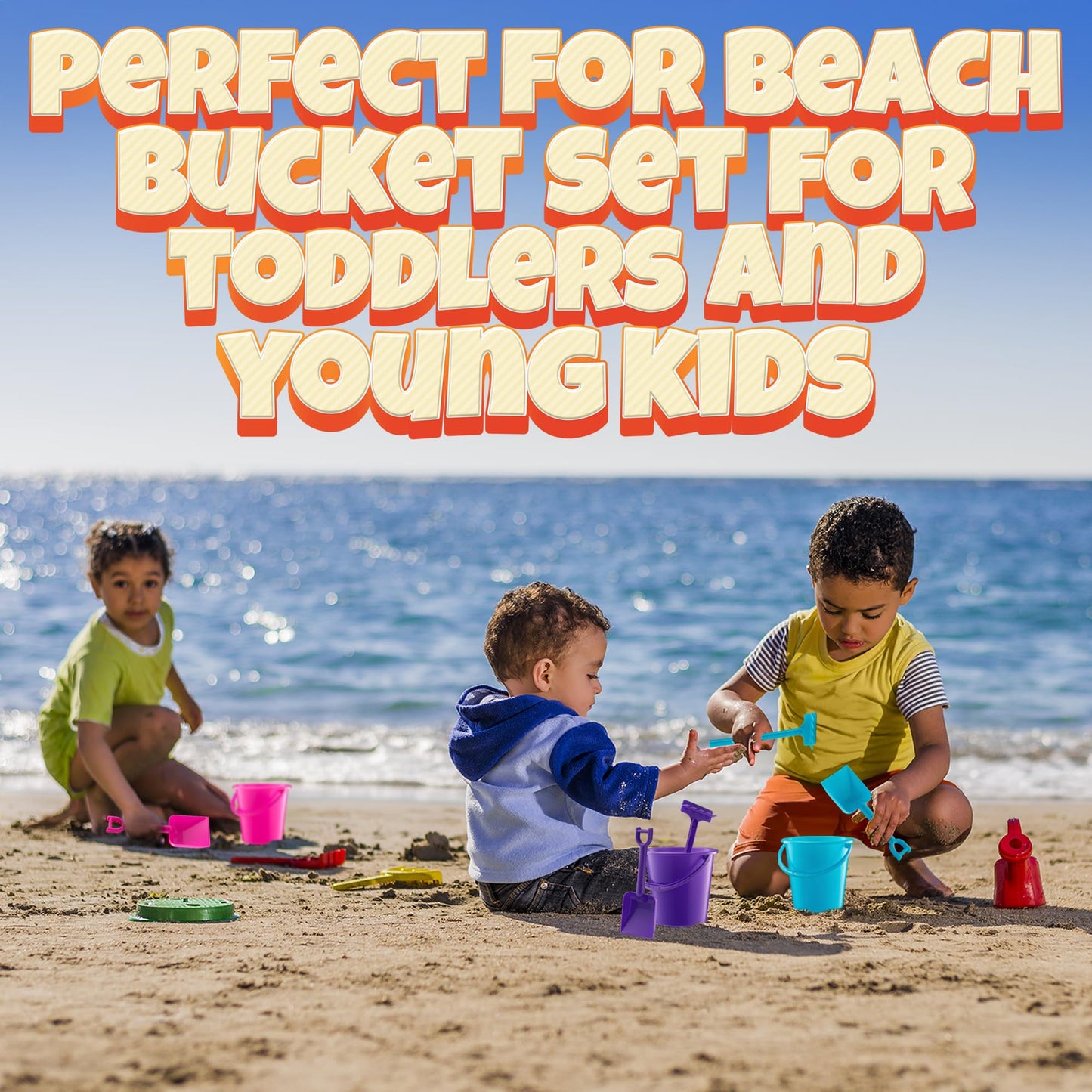 Mini Beach Buckets & Shovels (12-Pack) 4.5-Inch Sand Toy Set