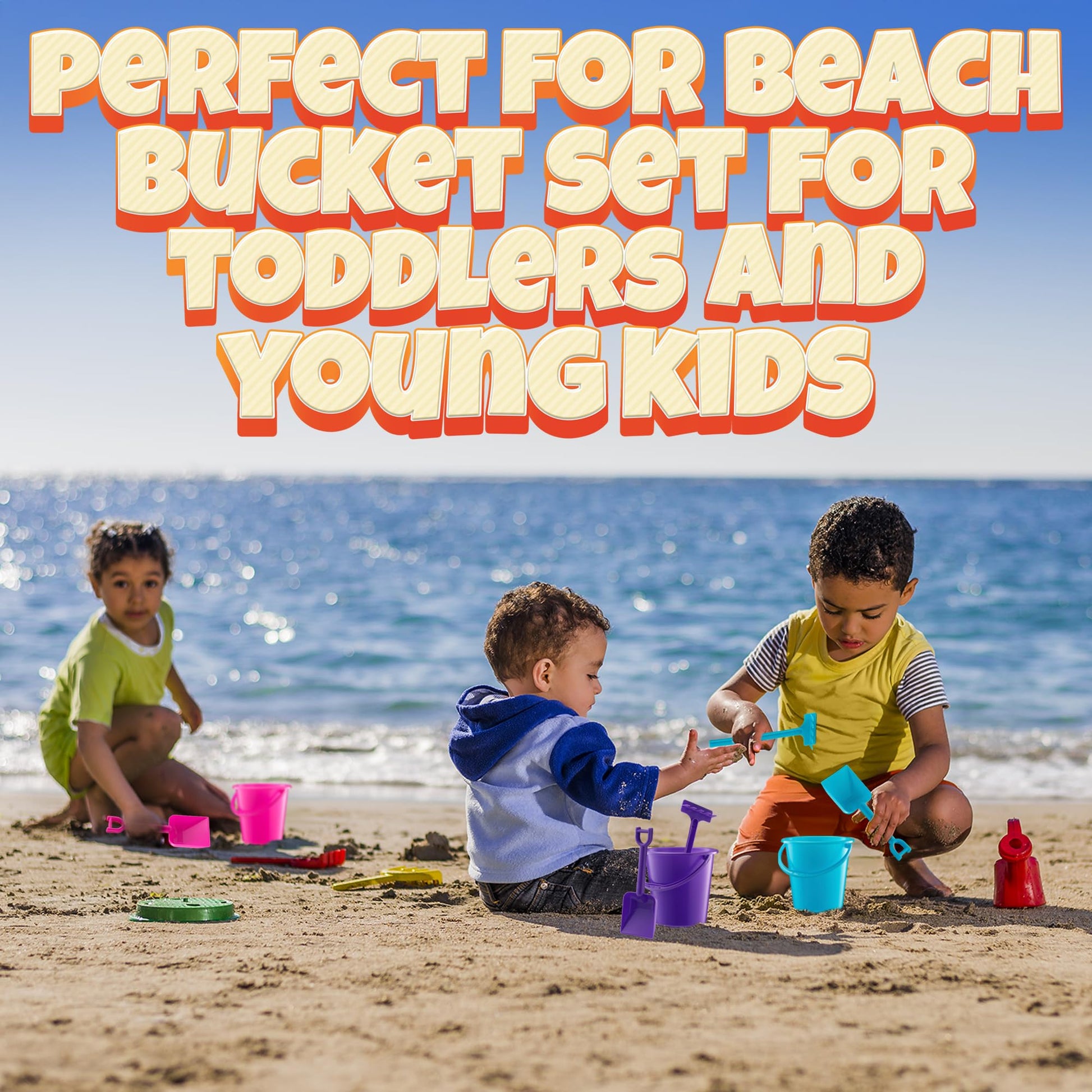 Mini Beach Buckets & Shovels (12-Pack) 4.5-Inch Sand Toy Set
