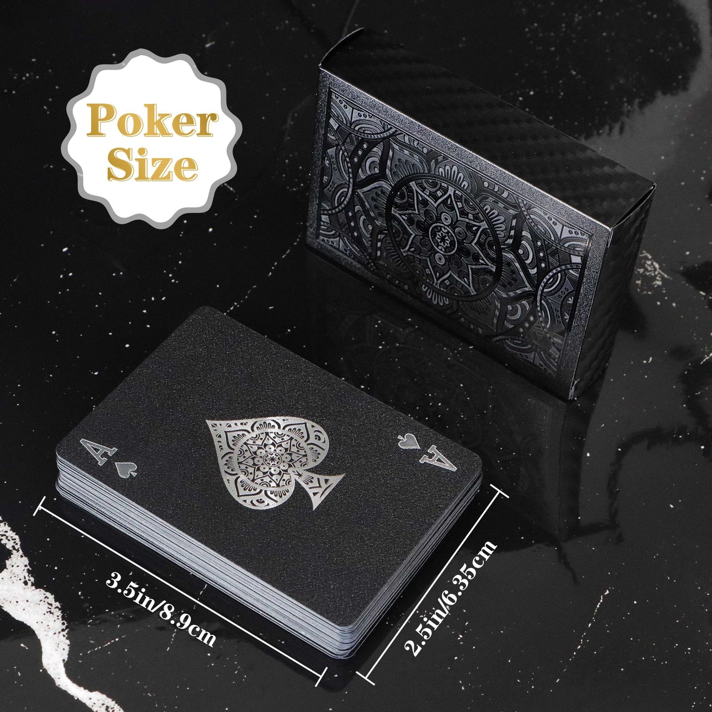 Playing Cards, Plastic Playing Cards, Deck of Cards, Waterproof Poker Cards, Black Standard Playing Card for Adults, Cool Premium Poker Card Set
