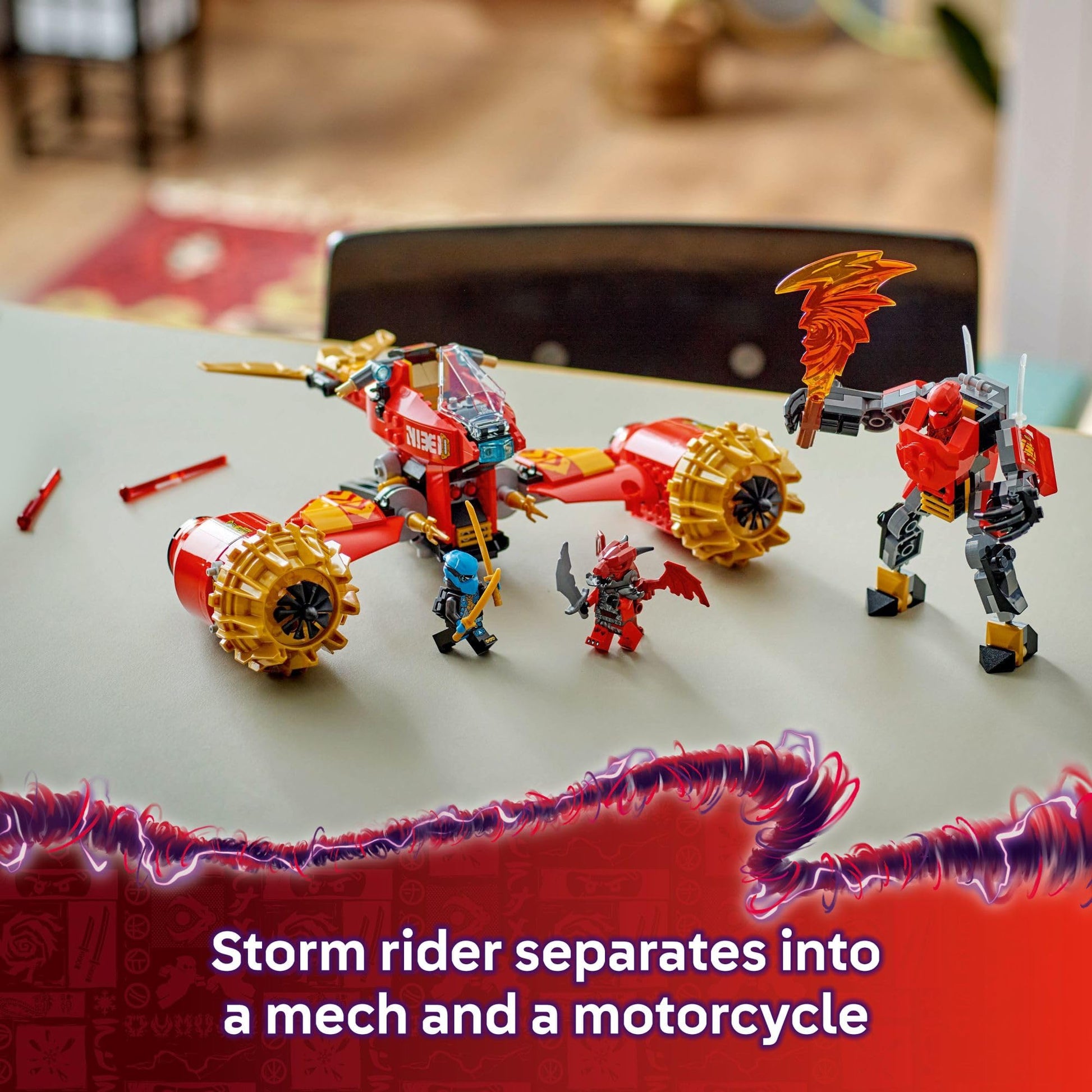 LEGO NINJAGO Kai's Mech Storm Rider Action Figure - Pretend Play Building Toy for Boys and Girls, Ages 7+ - Ninja Toy for Kids with 3 Minifigures