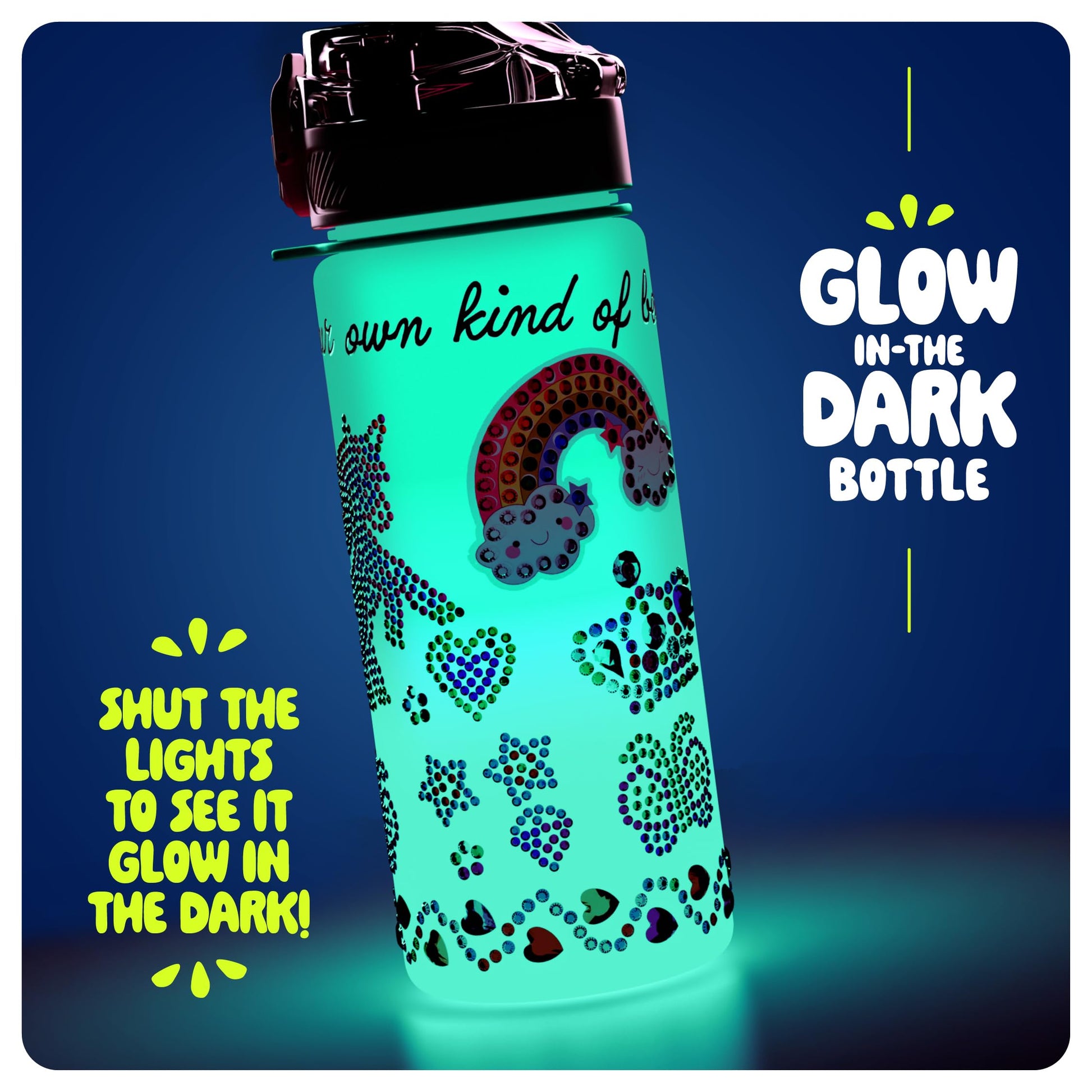 Dan&Darci Decorate Your Own Glow-in-the-Dark Water Bottle Kit for Girls - Birthday Gifts for Girl Ages 4-6 5-7 6-8 - 4 5 6 7 8 Year Old Birthday Gift