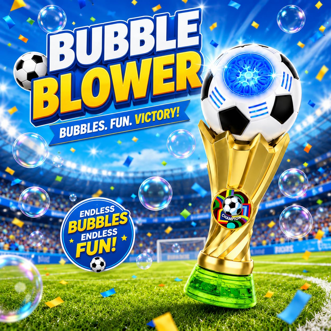 Bubble Wands for Kids - Light up Bubble Wands with 2 Solutions, Outdoor Toys for Kids Ages 3-5 4-8, Soccer Toys for Boys, Birthday Party Gift for 3 4