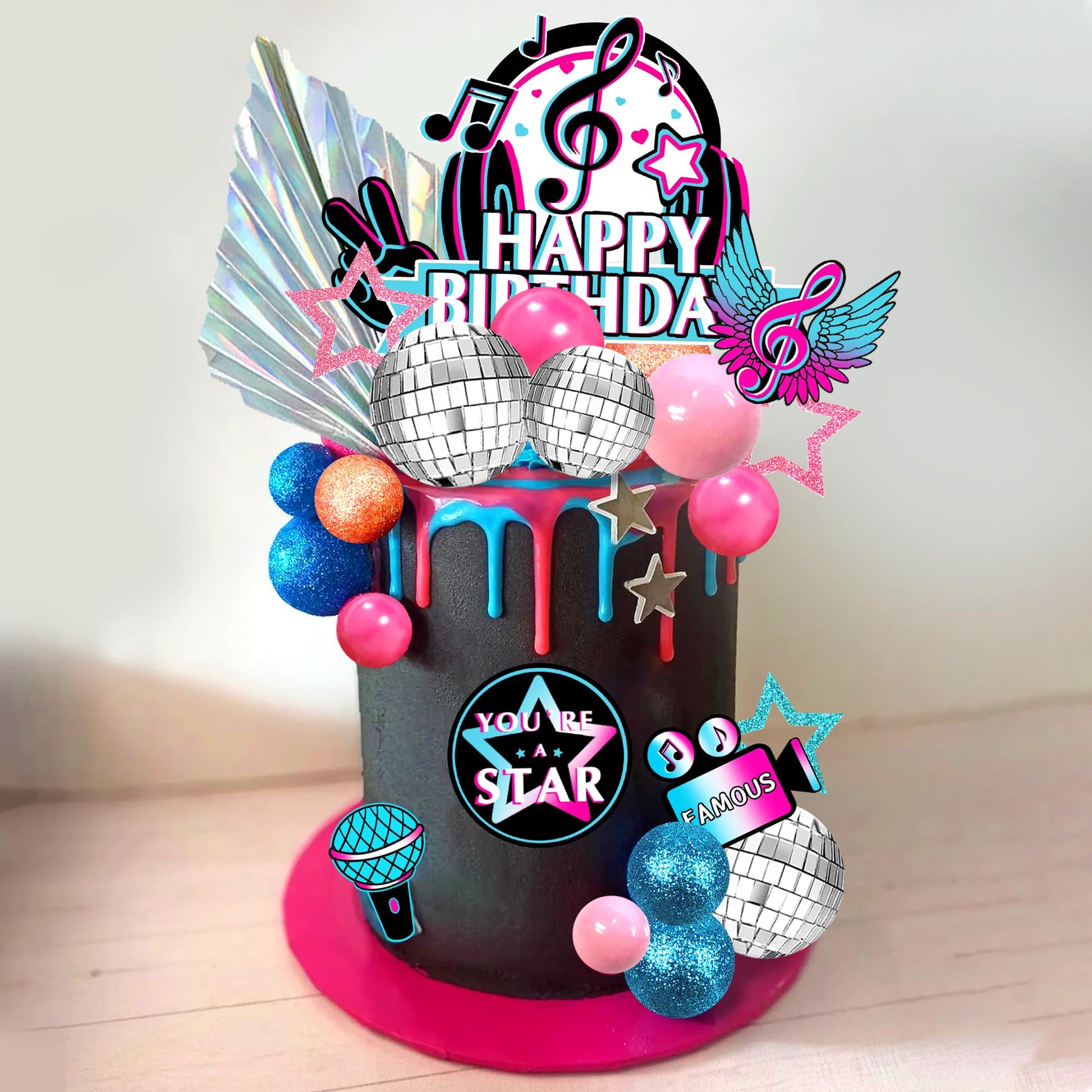 30 PCS Music Cake Toppers Musical Birthday Cake Decorations for Musical Karaoke Theme Birthday Supplies (Style1)