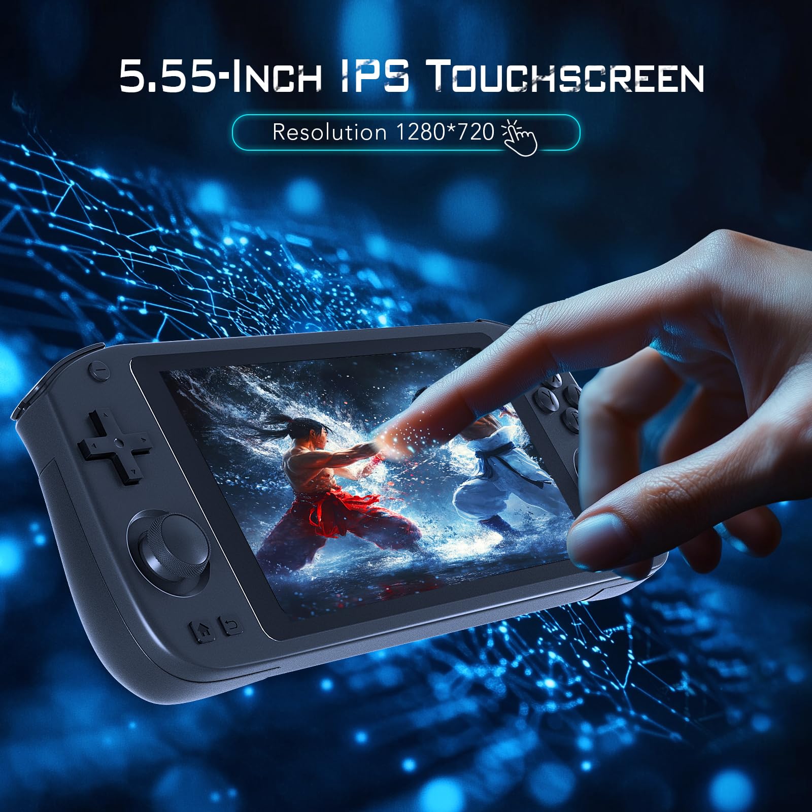 Retro Handheld Game Console with Android System, RK35XX, HD 5.55 Inch Touch Screen, 4000mAh Battery, Support HDMI Output, WiFi, Portable Gaming Device