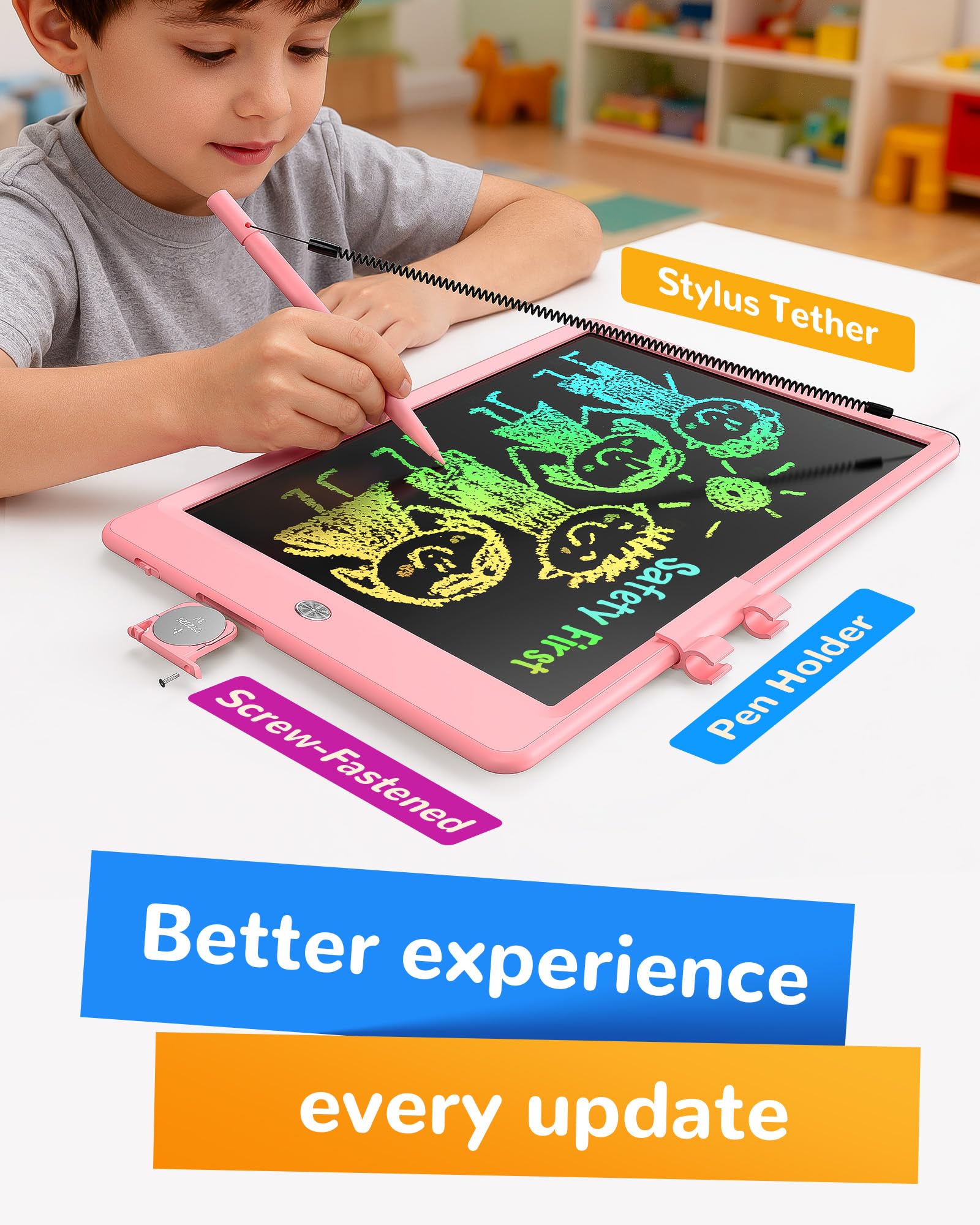 KOKODI LCD Writing Tablet,Gifts for 3 Years Old Boys and Girls,10 Inch Colorful Doodle Board Drawing Tablet, Erasable Reusable Electronic Drawing