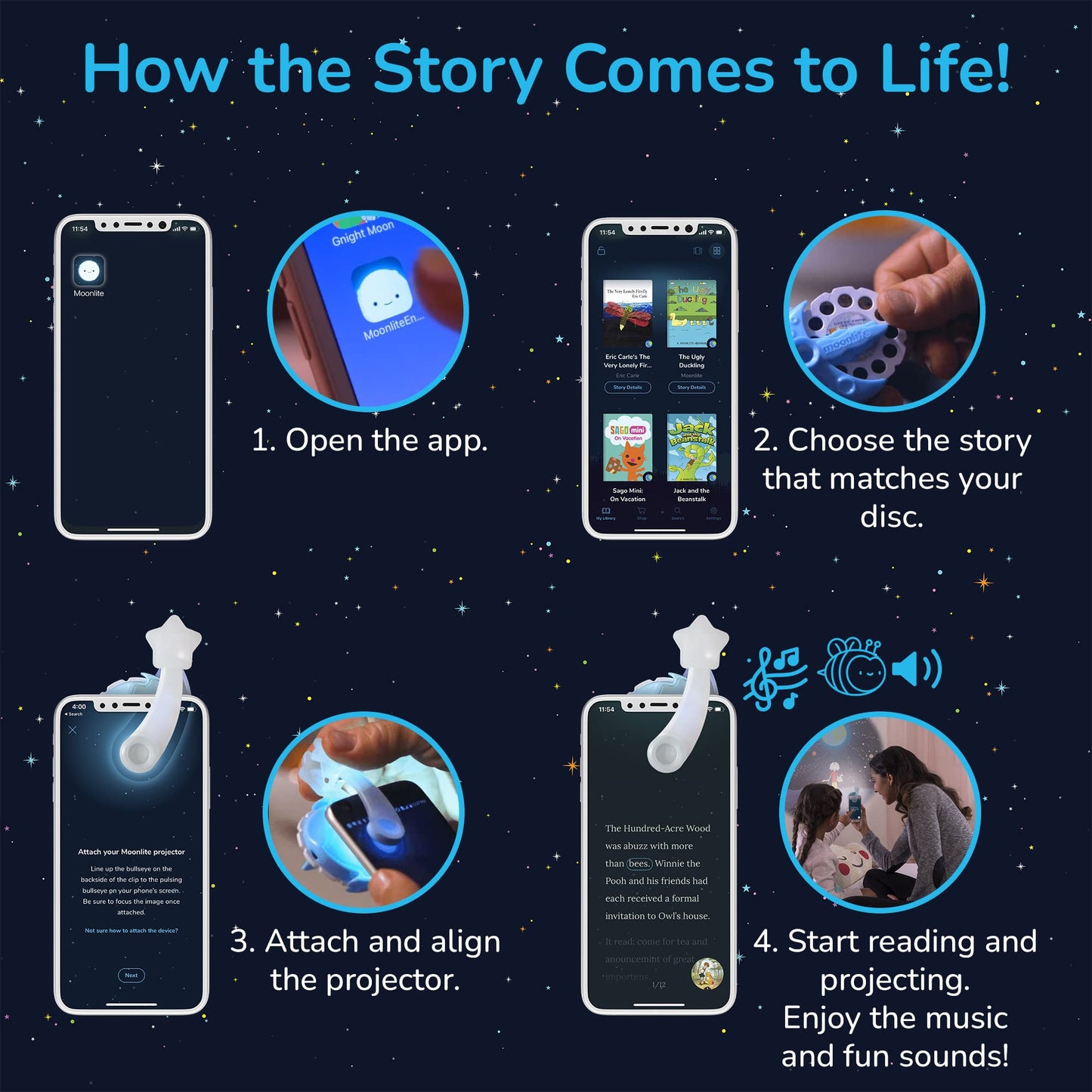Moonlite Storytime - Ryan's World - Search & Find - A Magical Way to Read Together - Projector Sold Separately - Digital Story w/ Sound FX - Learning