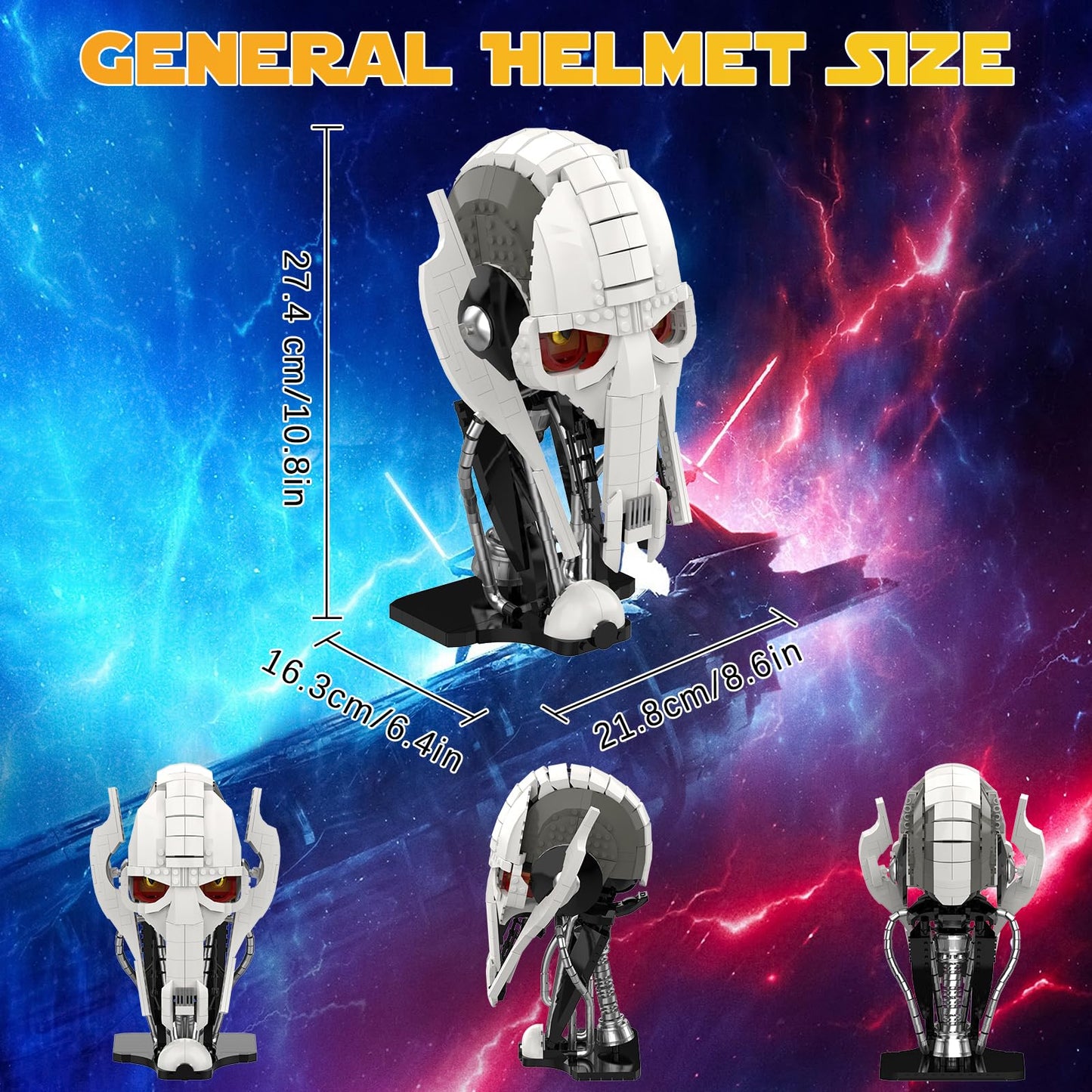 aphpaio General Helmet Building Sets, Collection Space Wars Figures Model with Buildable Display Stand, Perfect for Christmas Toy Gift for Kids Adult