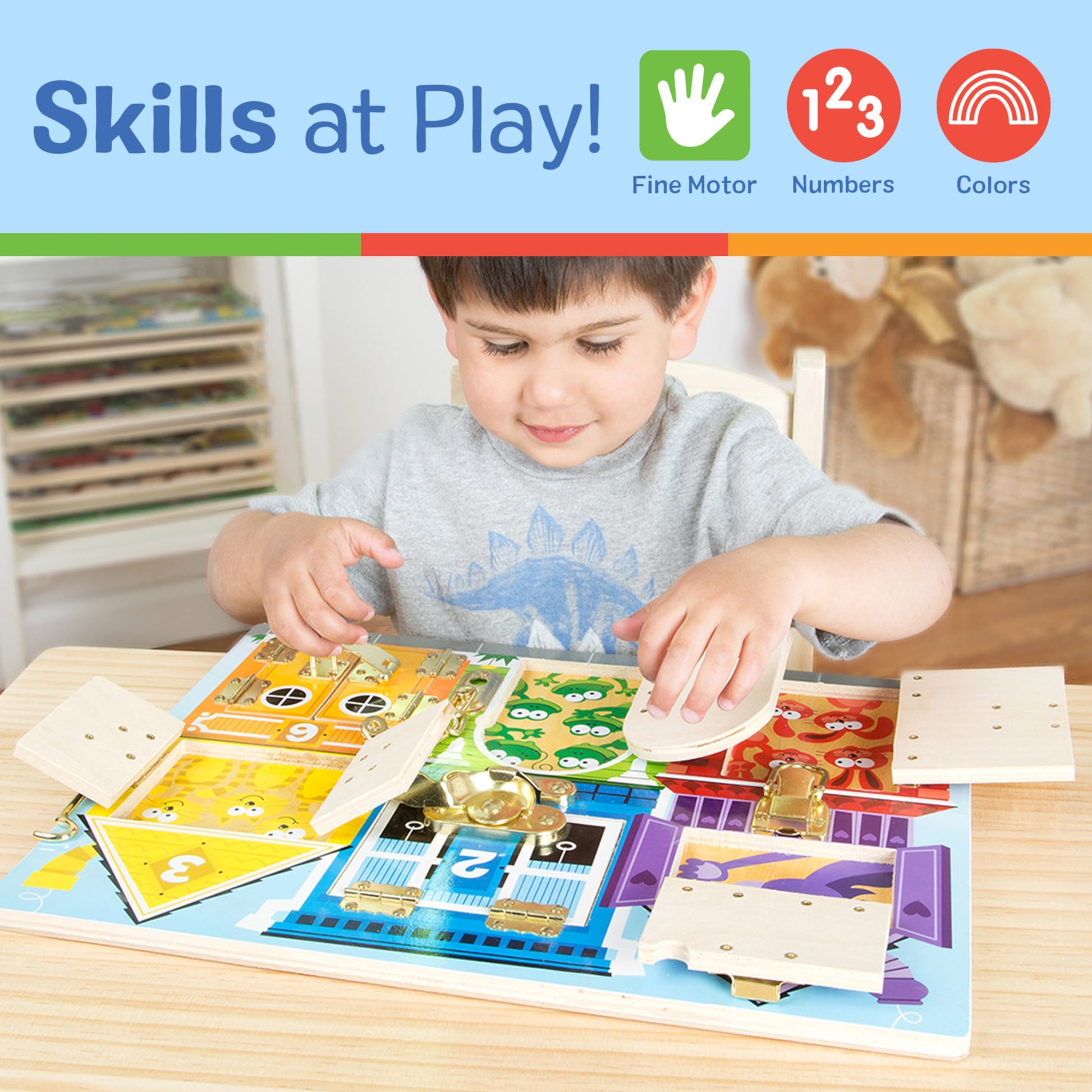 Melissa & Doug Latches Wooden Activity Board - Montessori Busy Board for Preschool Toys, Sensory Toys for Kids, Learning Resources for Ages 3+