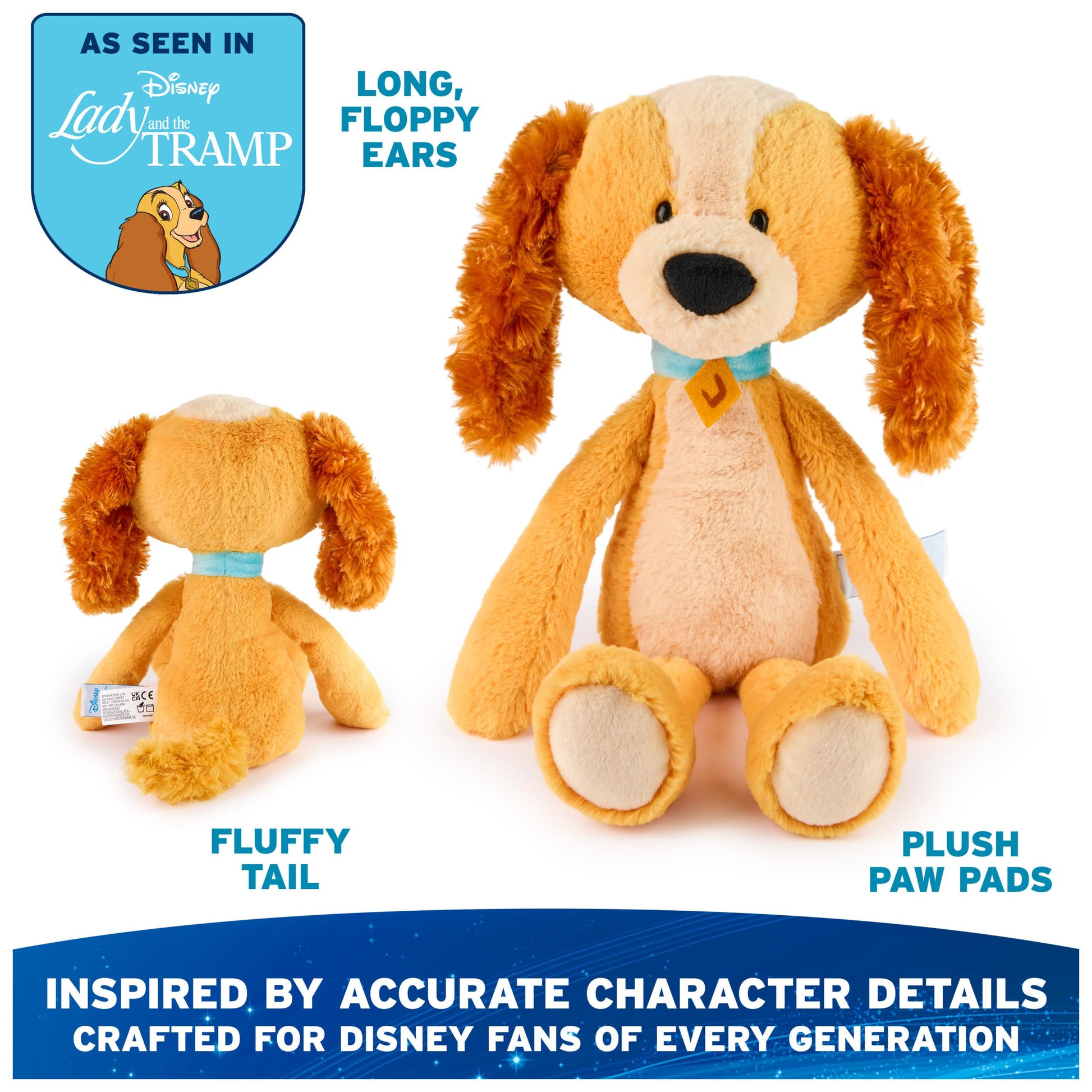 GUND Disney Official Lady Toothpick 15-Inch Floppy Dog Plush Toy, Ages 1+