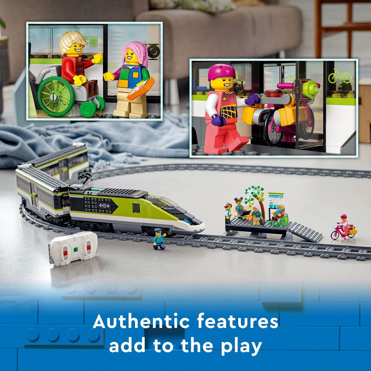 LEGO City Express Passenger Train Set, 60337 Remote Controlled Toy, Gifts for Kids, Boys & Girls with Working Headlights, 2 Coaches and 24 Track
