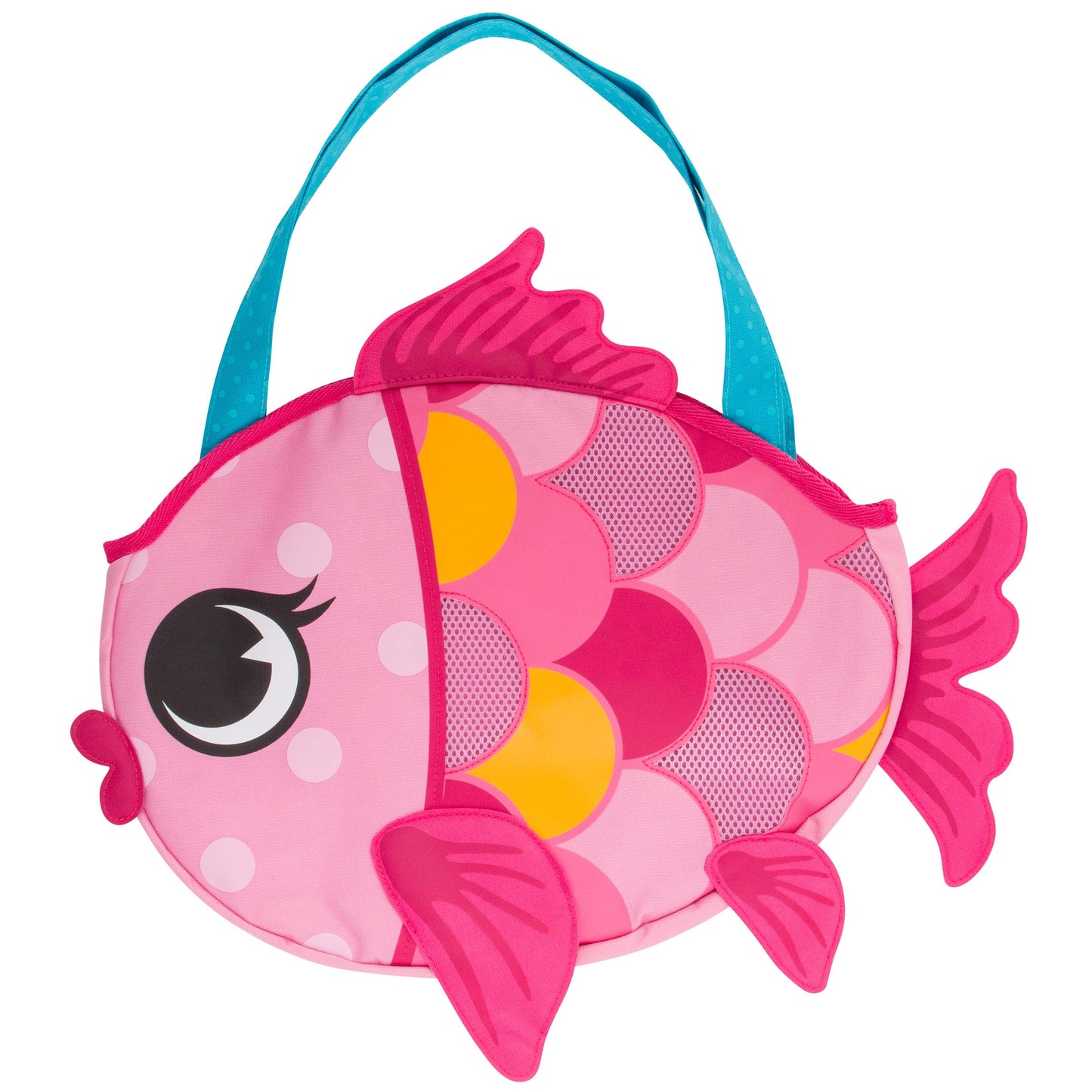 Stephen Joseph Travel Friendly 6 Piece Beach Play Set, Bag with Sand Toys for Toddlers and Kids, Pink Fish