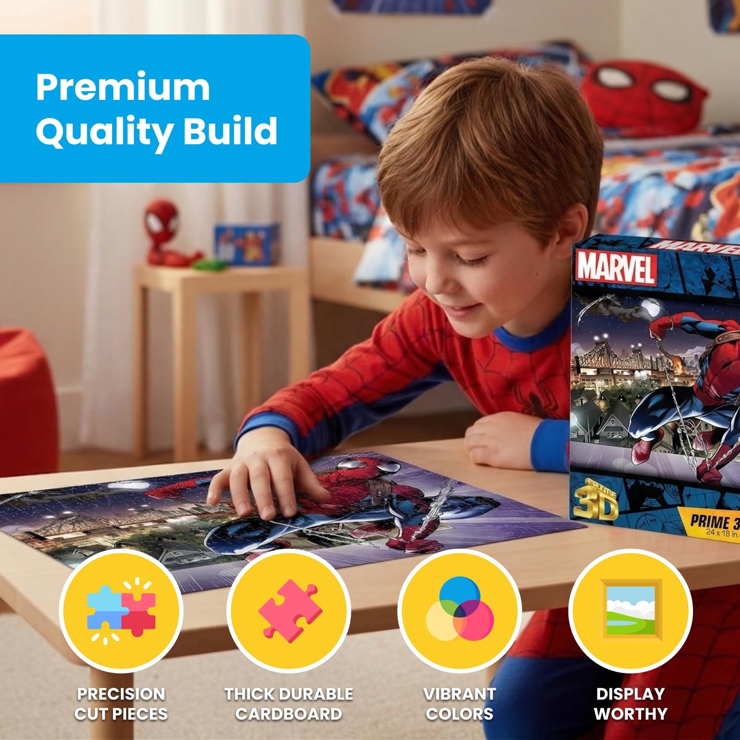 Prime 3D | Marvel | Spider-Man | 500 Piece 3D Jigsaw Puzzle for Adults & Kids | Finished Size 24" x 18" | Challenging & Fun for Adults, Kids