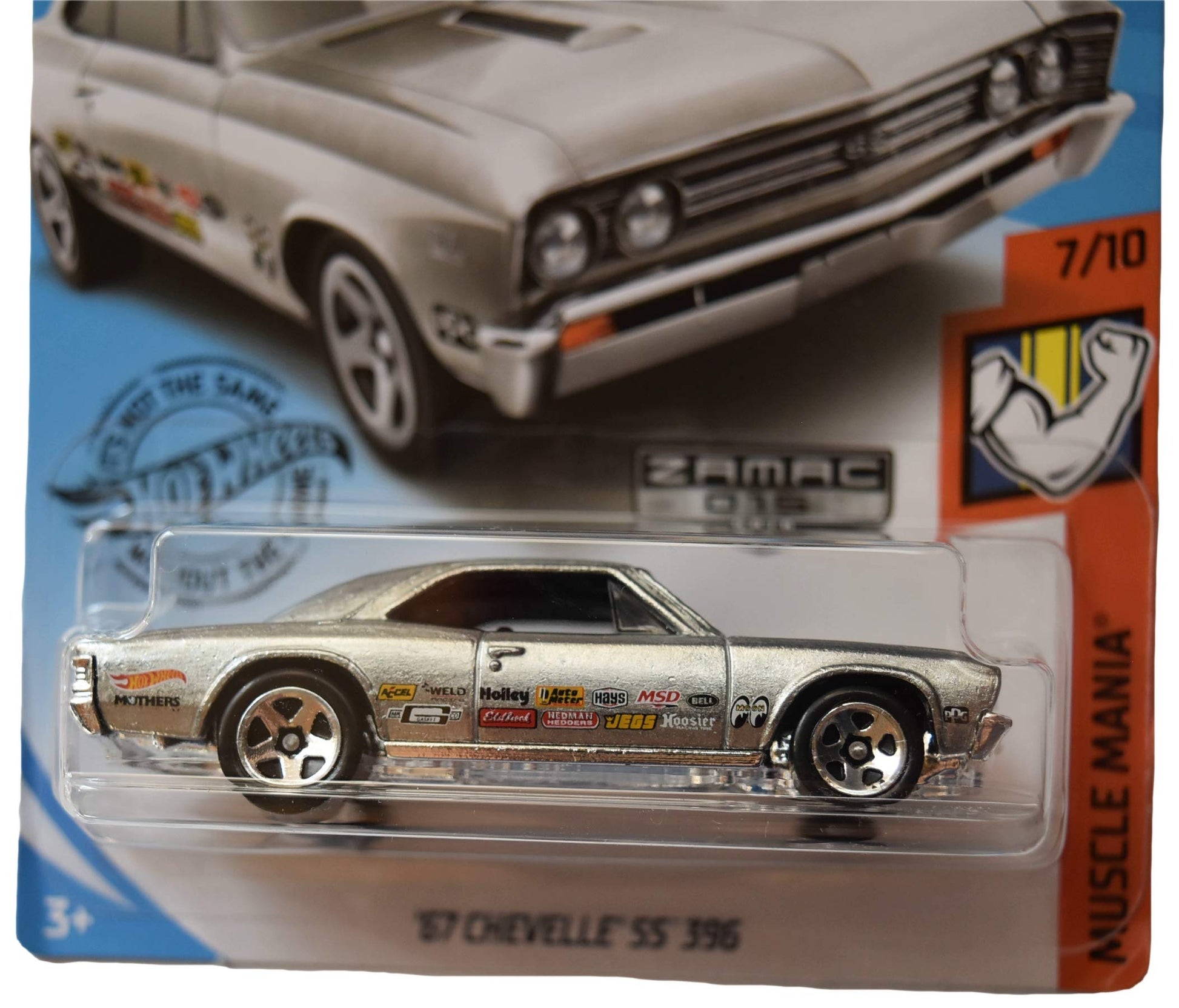 Hot Wheels Muscle Mania 7/10, Zamac '67 Chevelle SS 396 157/250 [2019 Month Card]