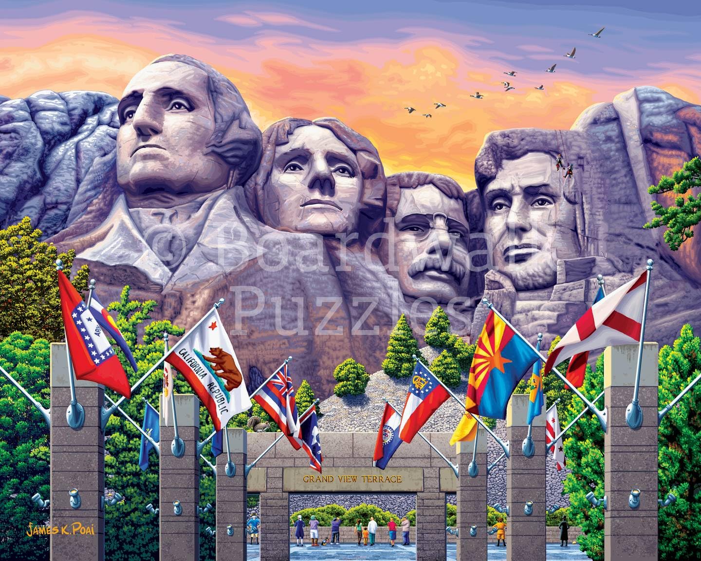 Boardwalk Mt. Rushmore 1000 Piece Jigsaw Puzzle American Landmark Patriotic Puzzles with Premium Box, Gift for Adults and Family 19"x26"