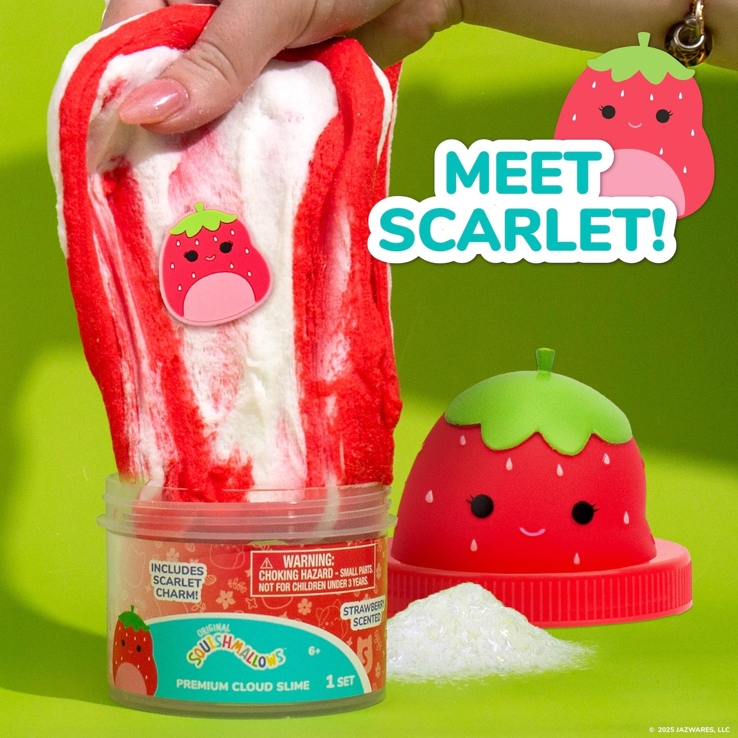 Original Squishmallows Scented Slime Jar, Strawberry, Scarlet