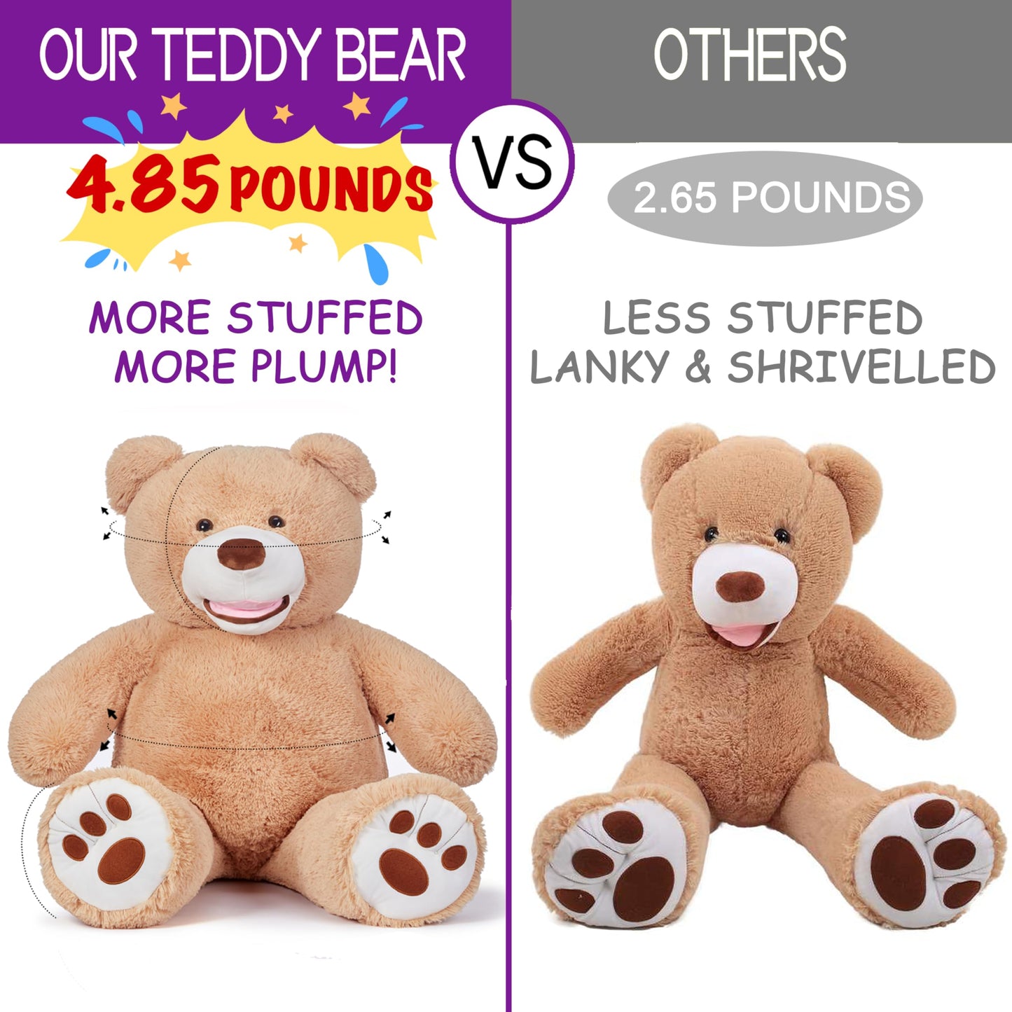 IKASA Giant Teddy Bear Plush Toy Stuffed Animals (Brown, 39 inches)