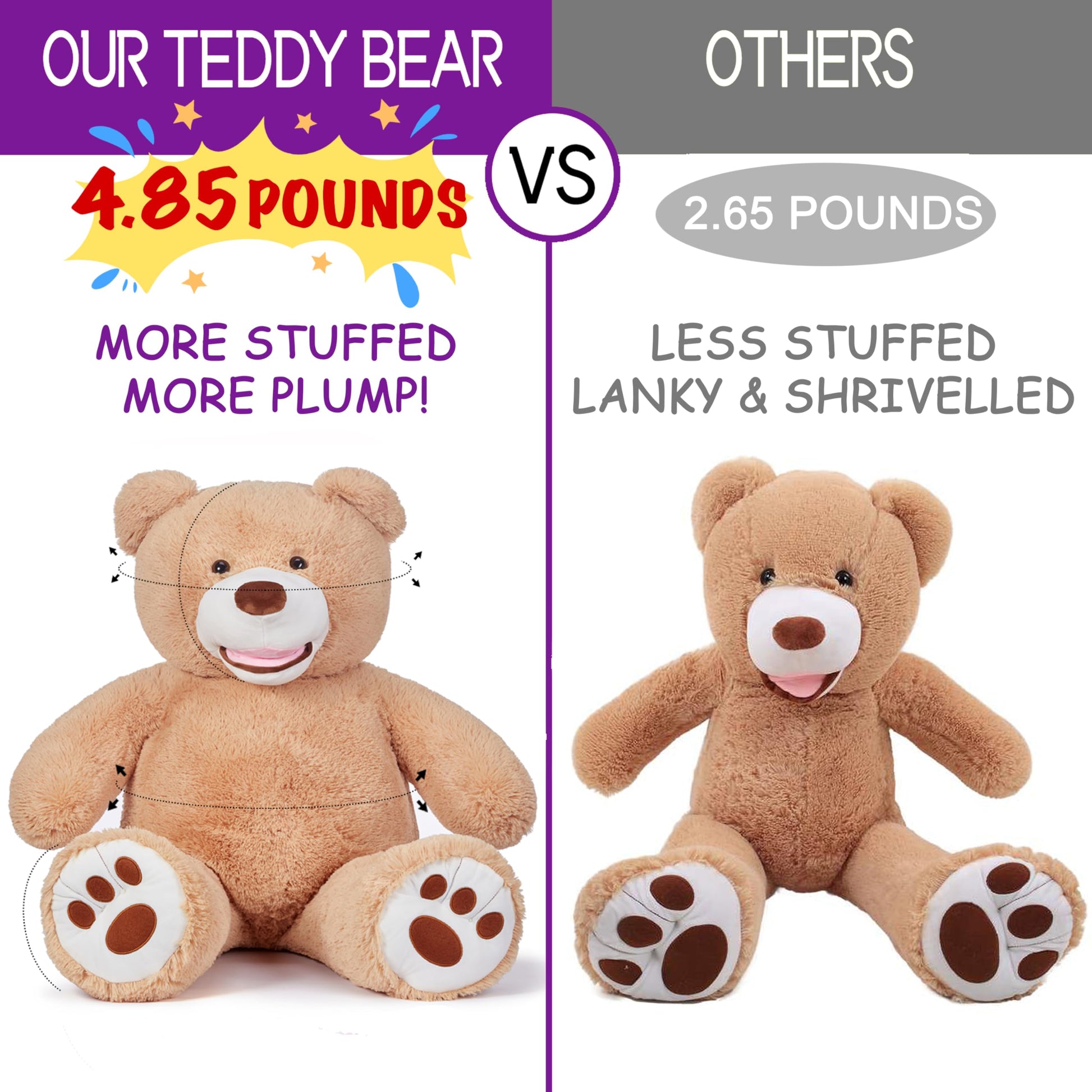 IKASA Giant Teddy Bear Plush Toy Stuffed Animals (Brown, 39 inches)